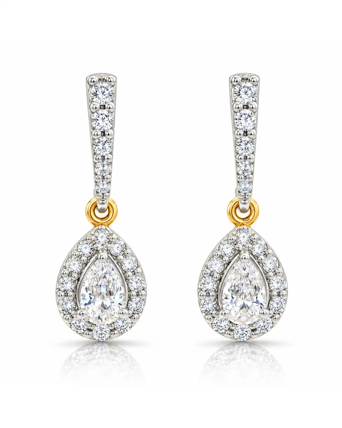 Pear Halo Drop Earrings | Gold Vermeil