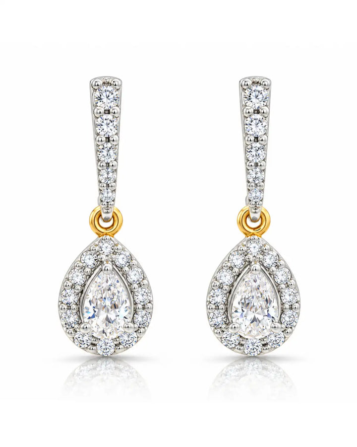 Pear Halo Drop Earrings | Gold Vermeil