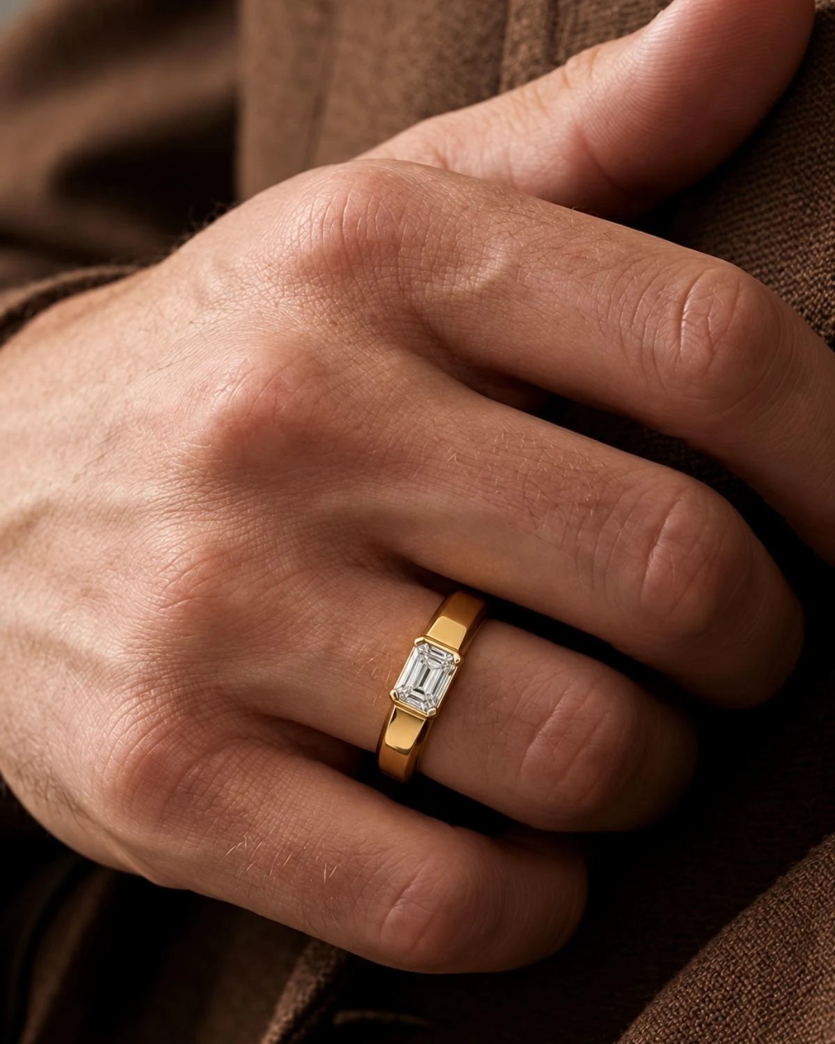 Emerald Cut Men's Moissanite Diamond Ring
