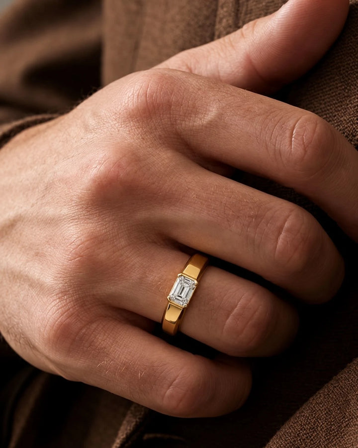 Emerald Cut Men's Moissanite Diamond Ring