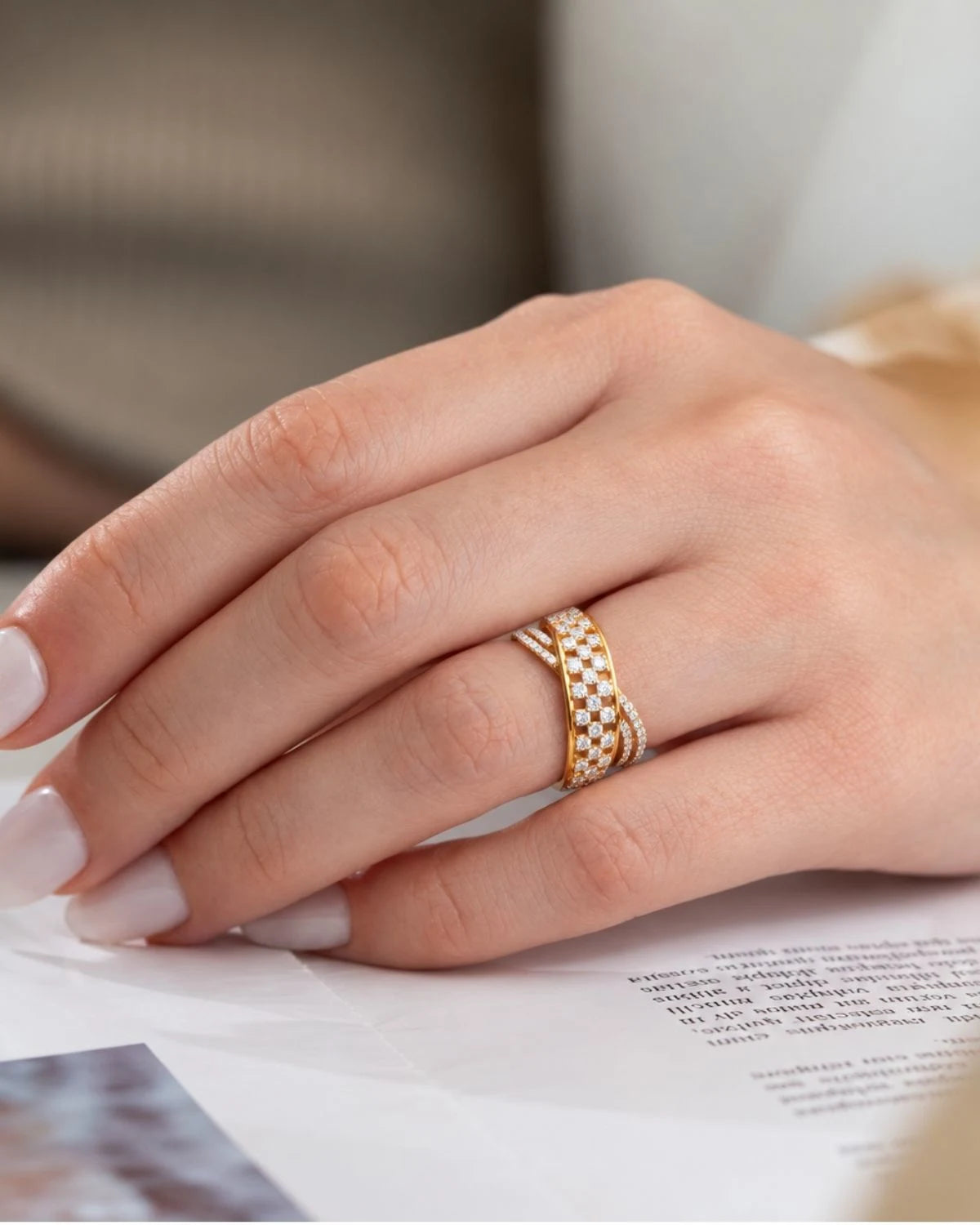 Overlap Diamond Band | Gold Vermeil