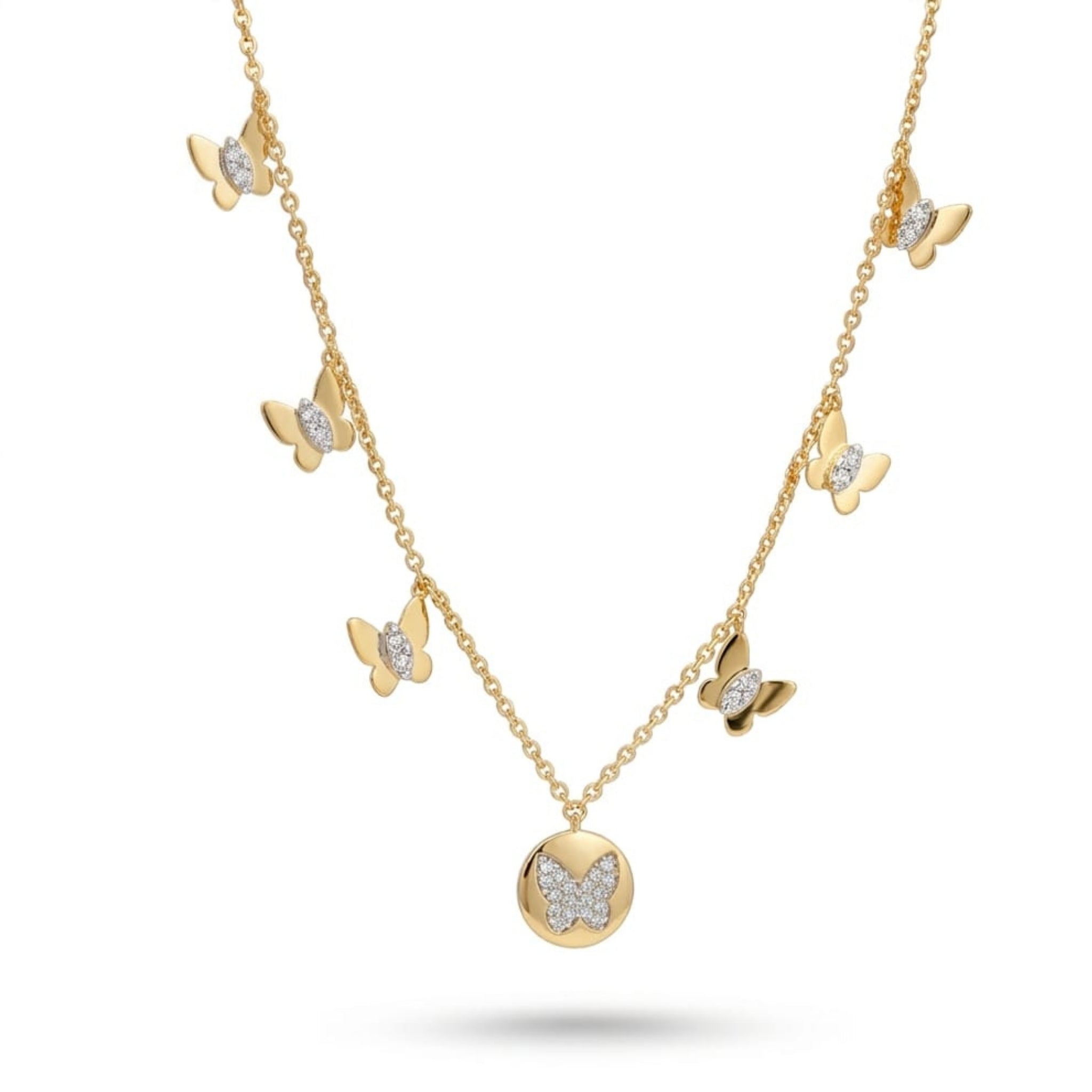 Butterfly Diamond Charm Necklace