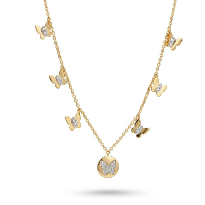 Butterfly Diamond Charm Necklace