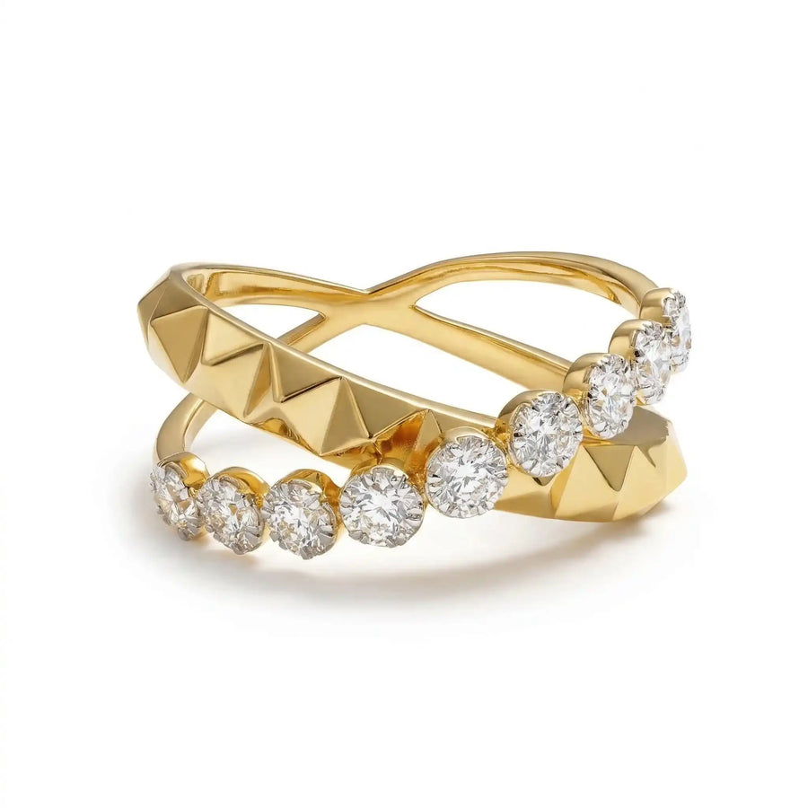Criss-Cross Ring with Moissanite Diamond