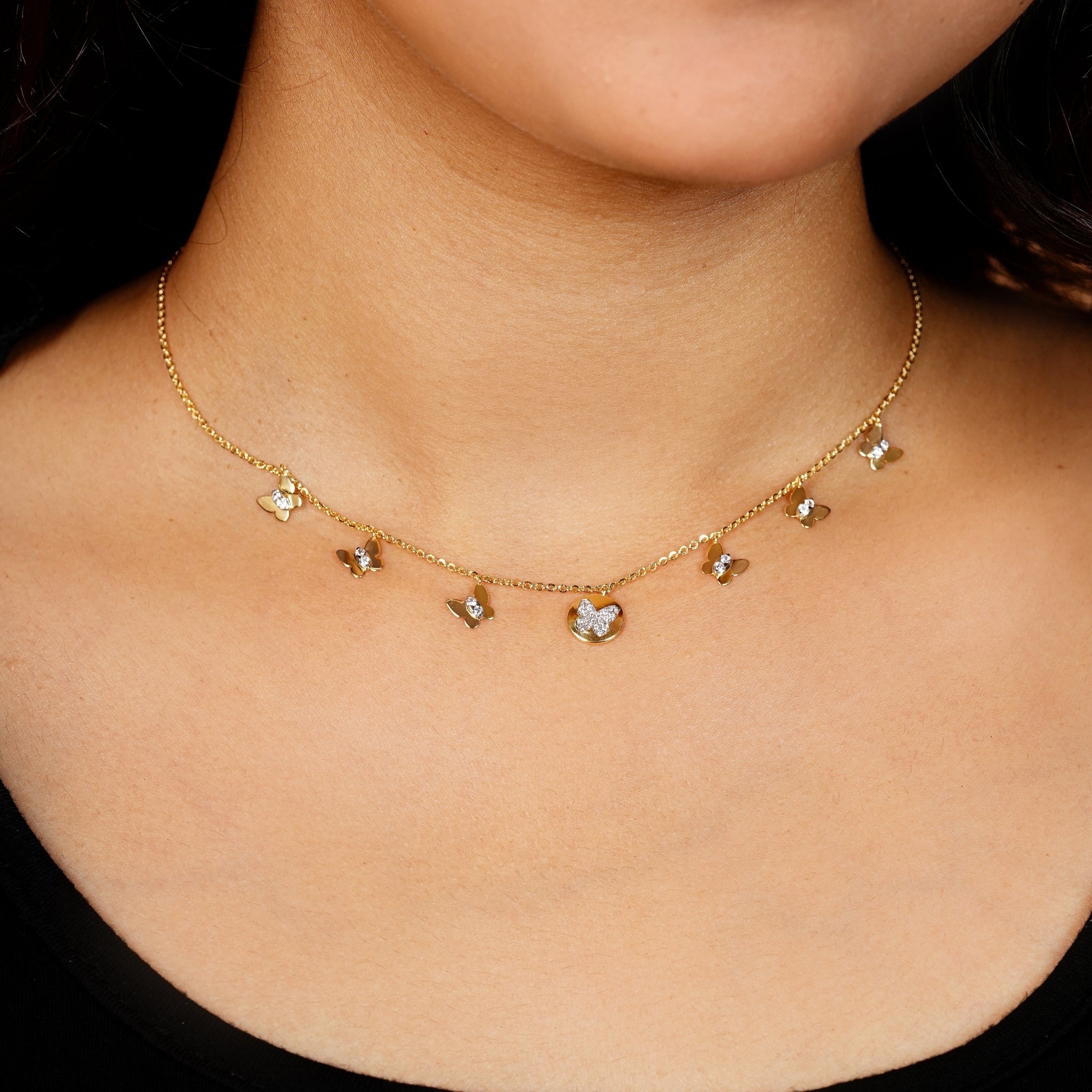 Butterfly Diamond Charm Necklace