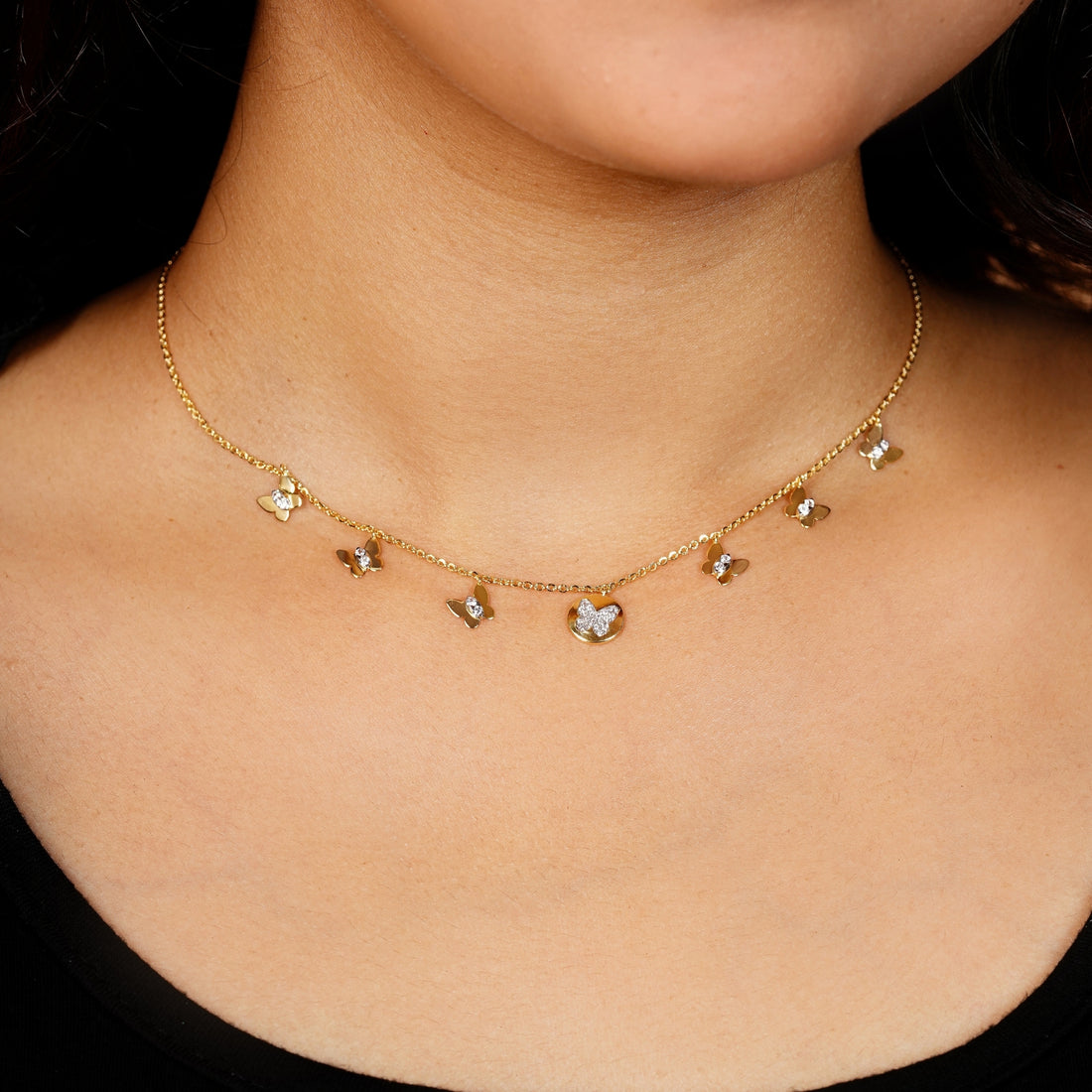 Butterfly Diamond Charm Necklace