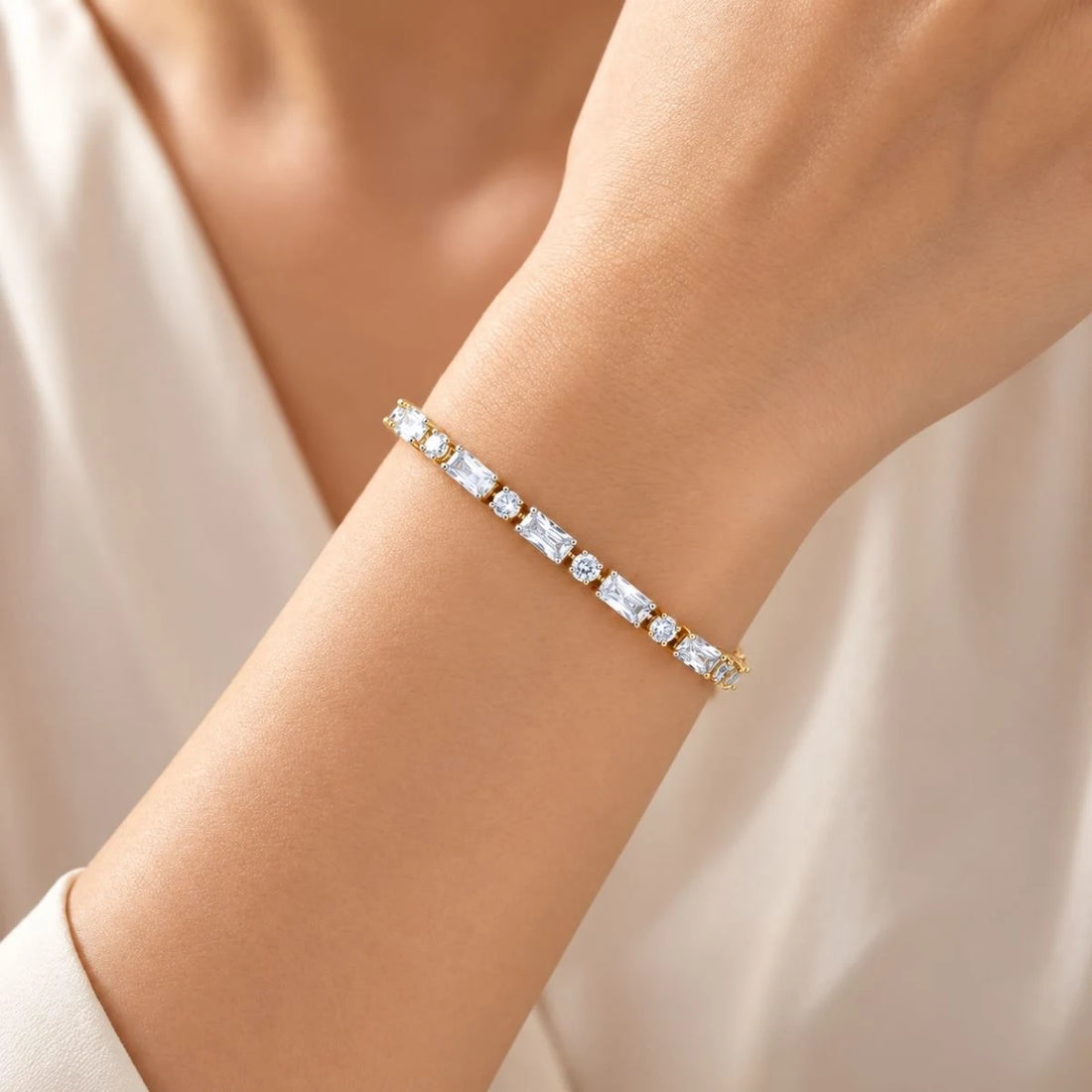 Emerald Cut Diamond Tennis  Bracelets