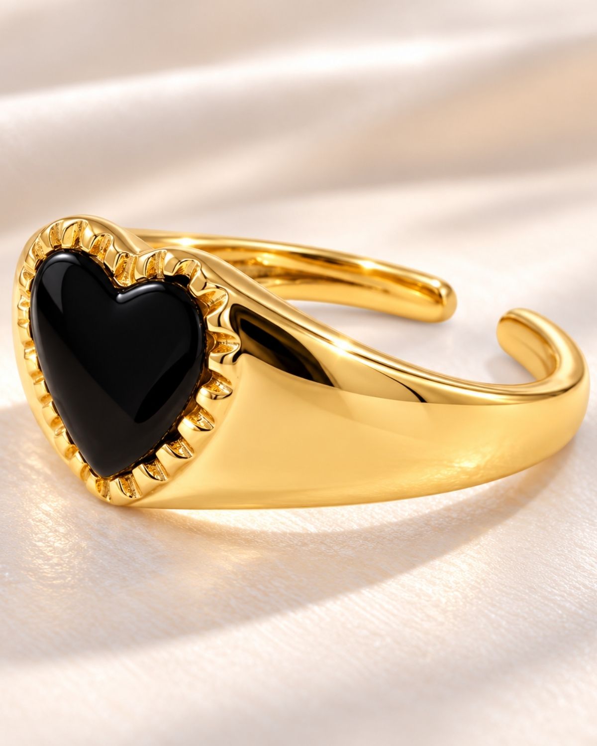 Black Enamel Heart Ring