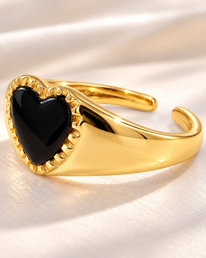 Black Enamel Heart Ring