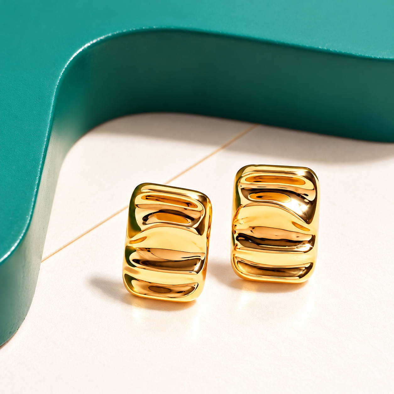 Bold Rectangle Textured Stud Earrings