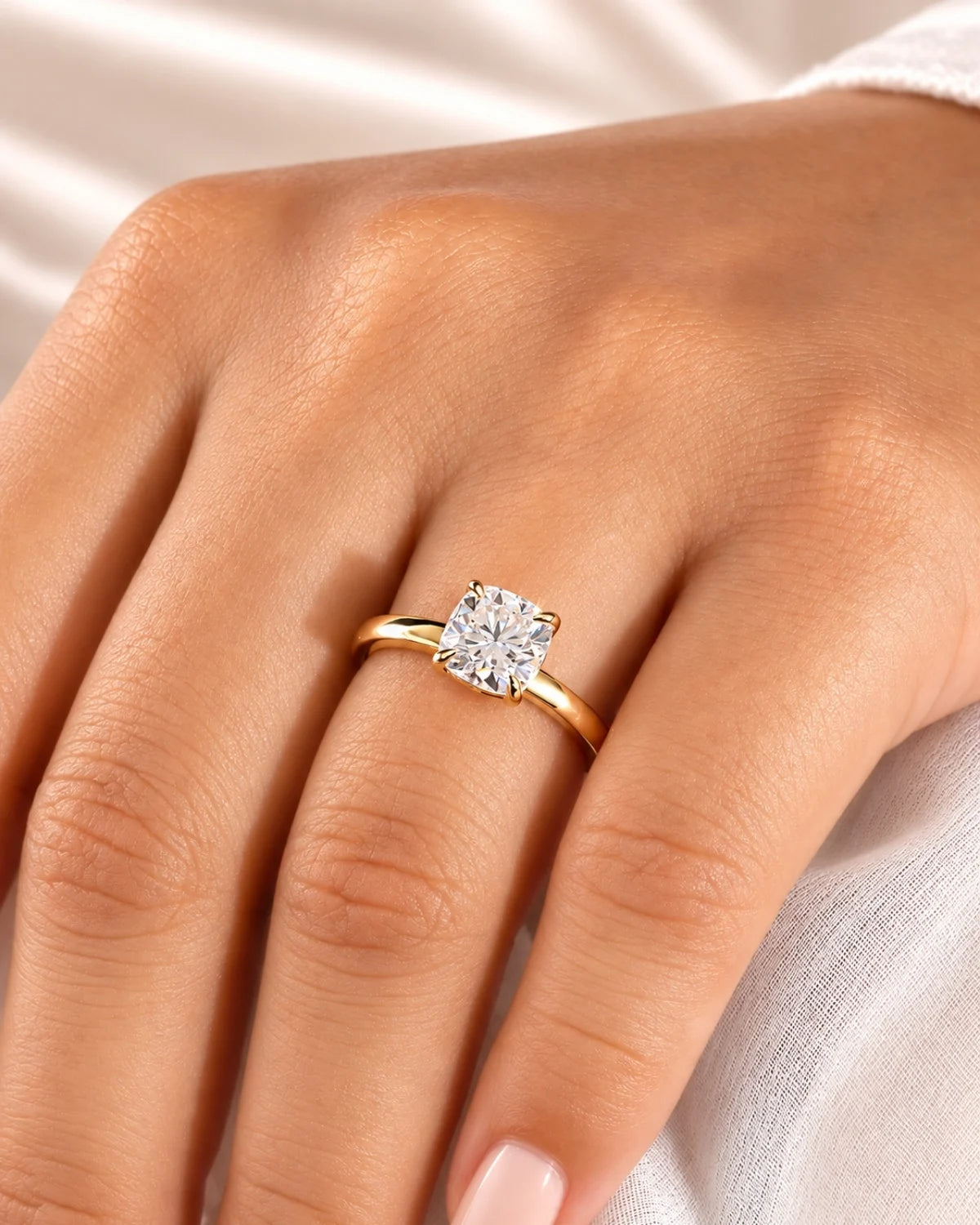 2ct Cushion cut Solitaire ring | Gold Vermeil