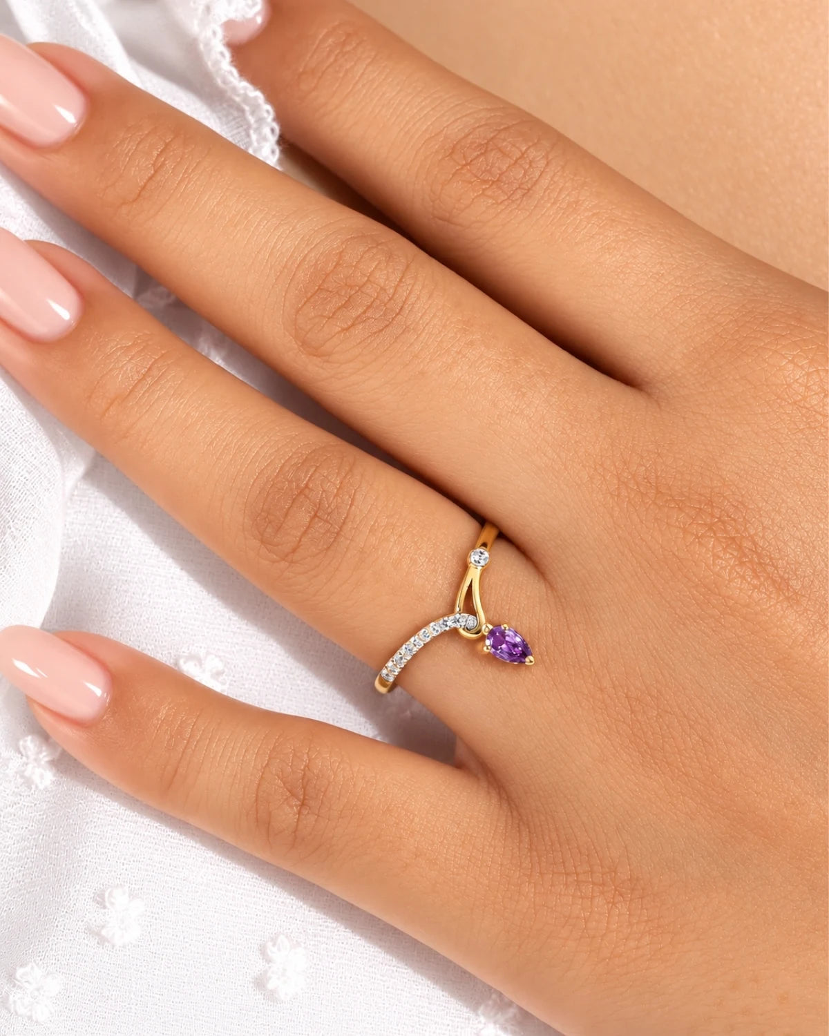 Asymmetric Pear Ring | Gold Vermeil