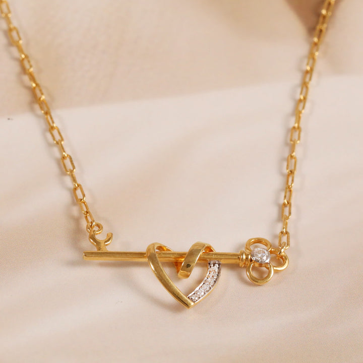 Heart & Key Pendant | Gold Plated
