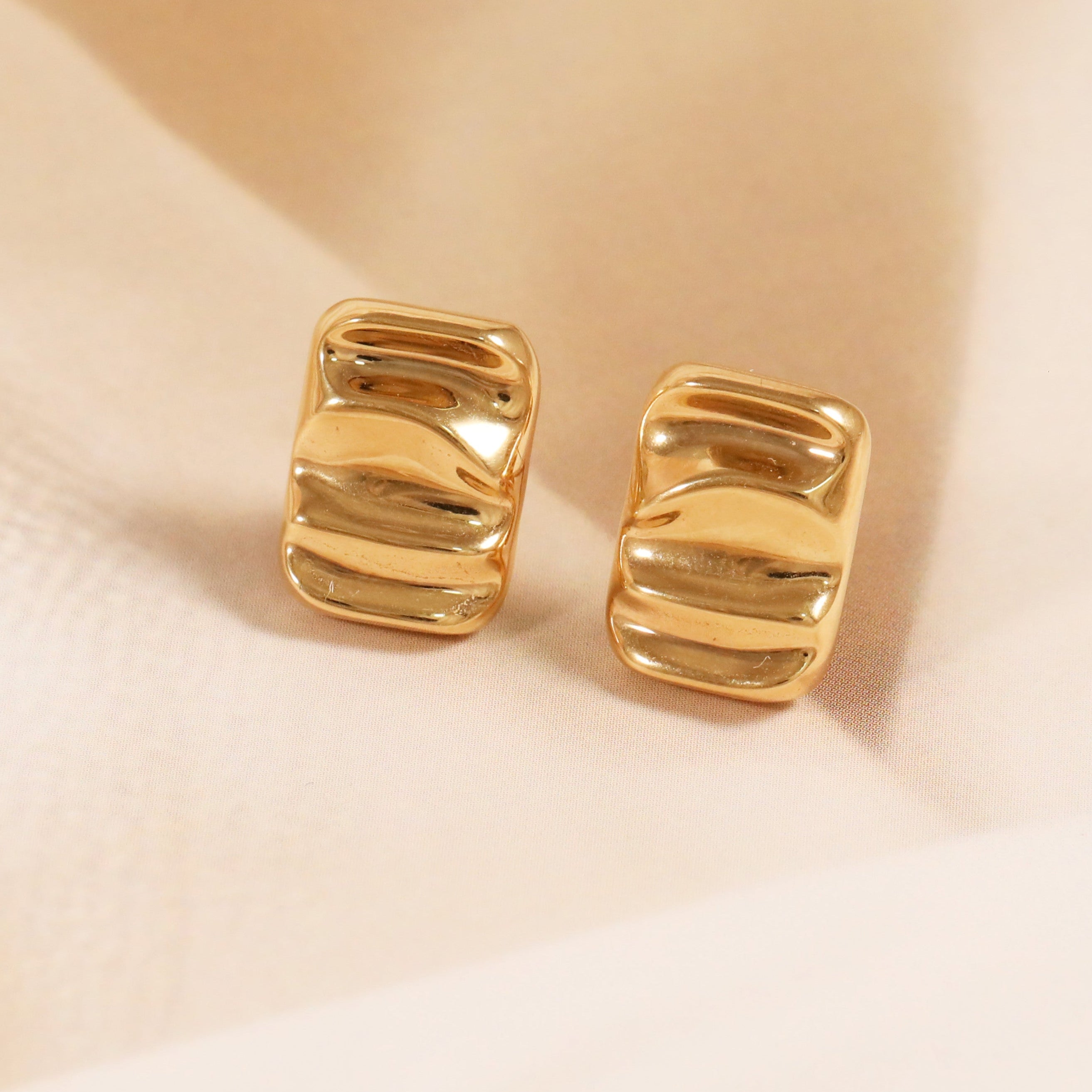 Bold Rectangle Textured Stud Earrings