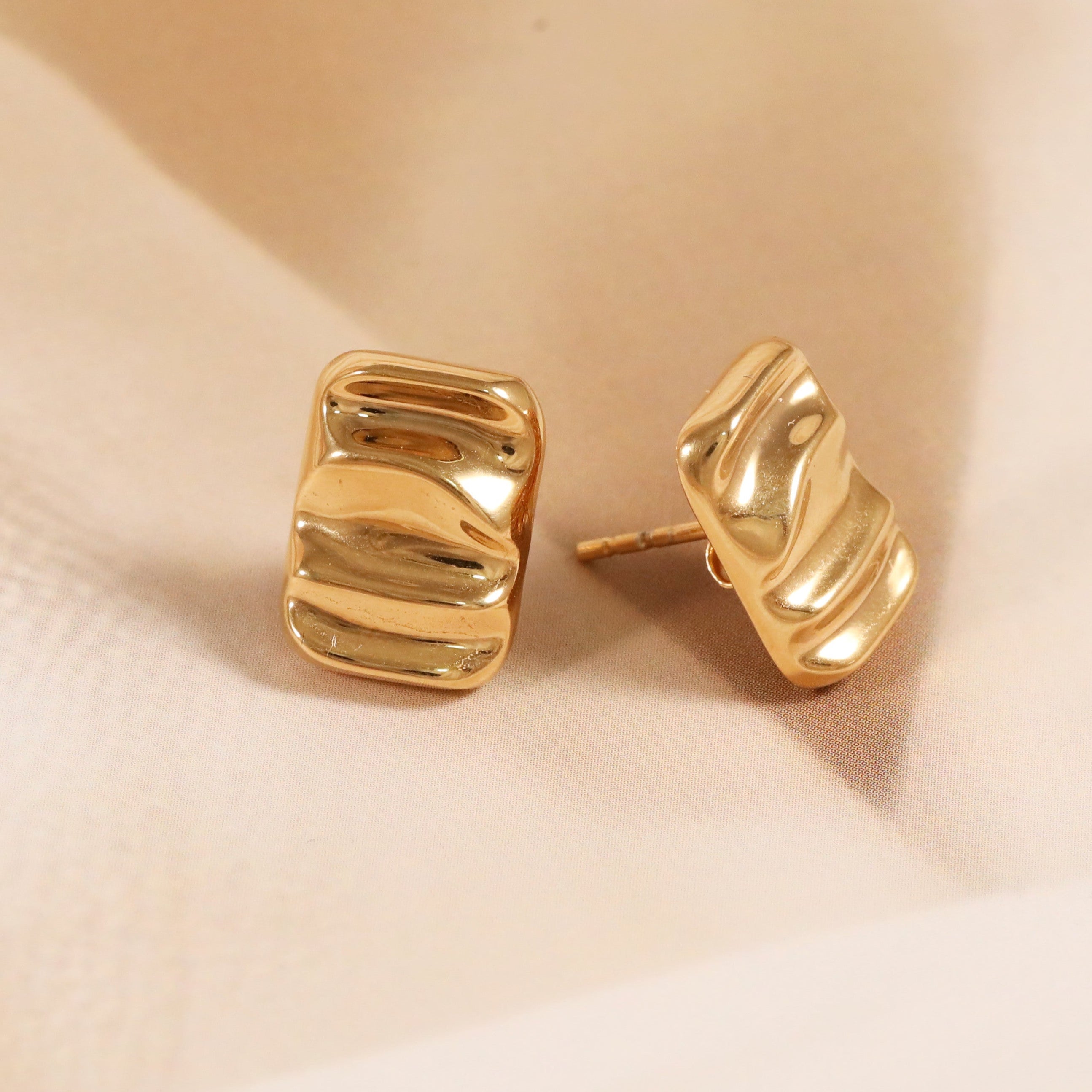Bold Rectangle Textured Stud Earrings