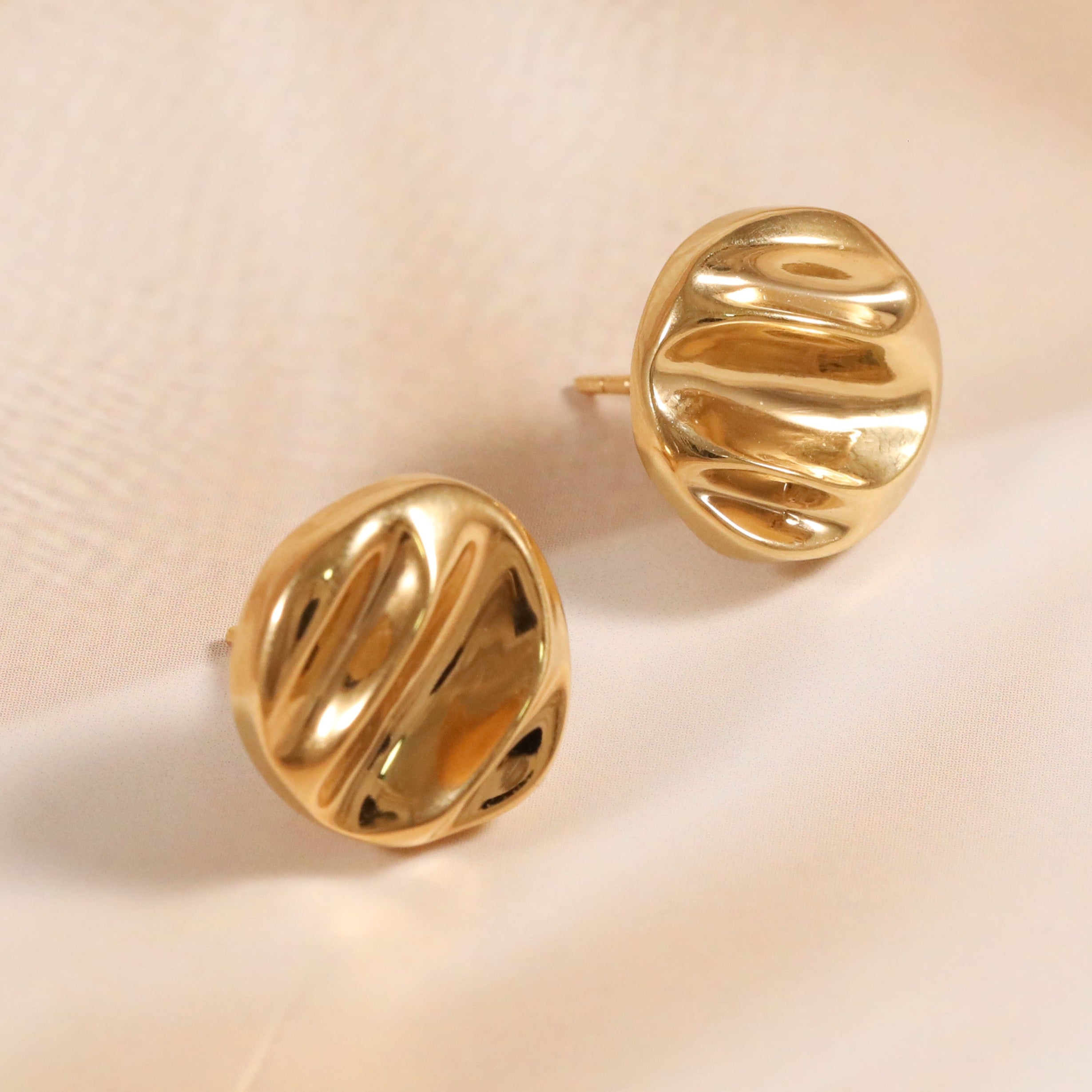 Bold Round Textured Stud Earrings