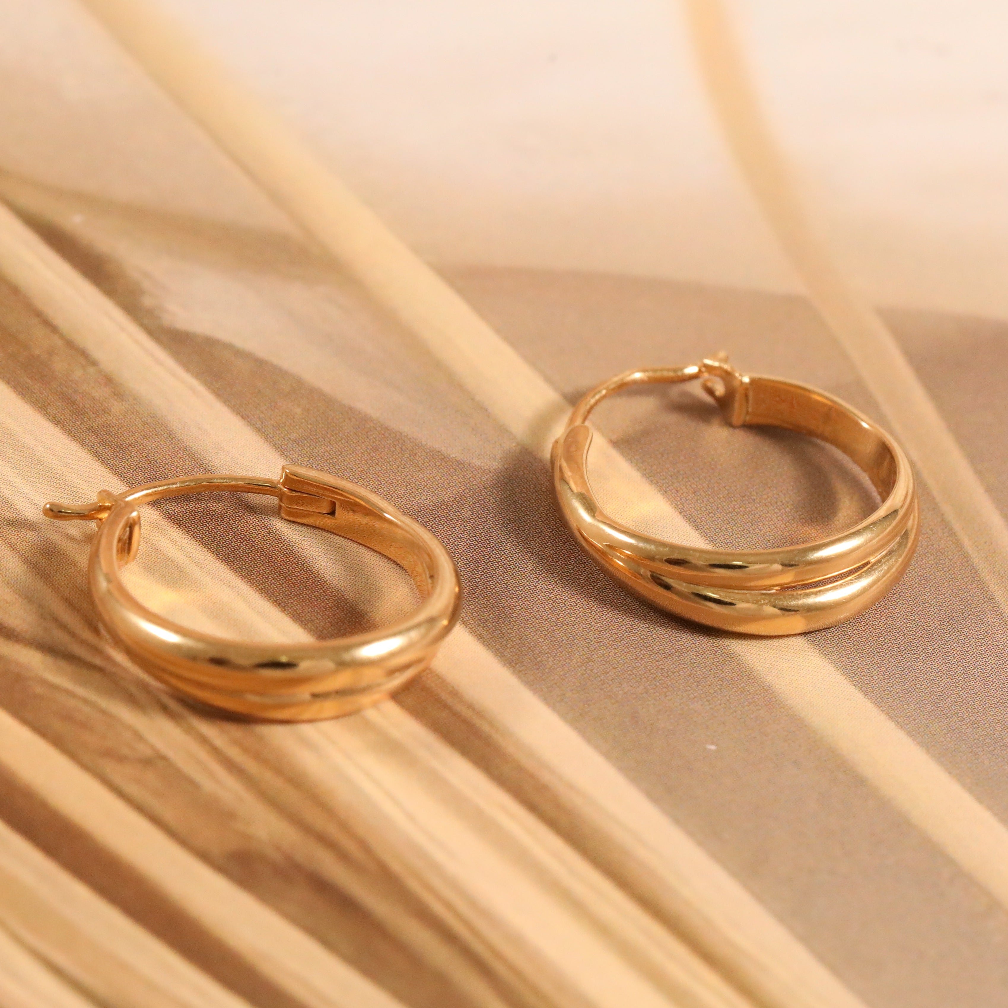 Crossover Gold Hoop Earrings