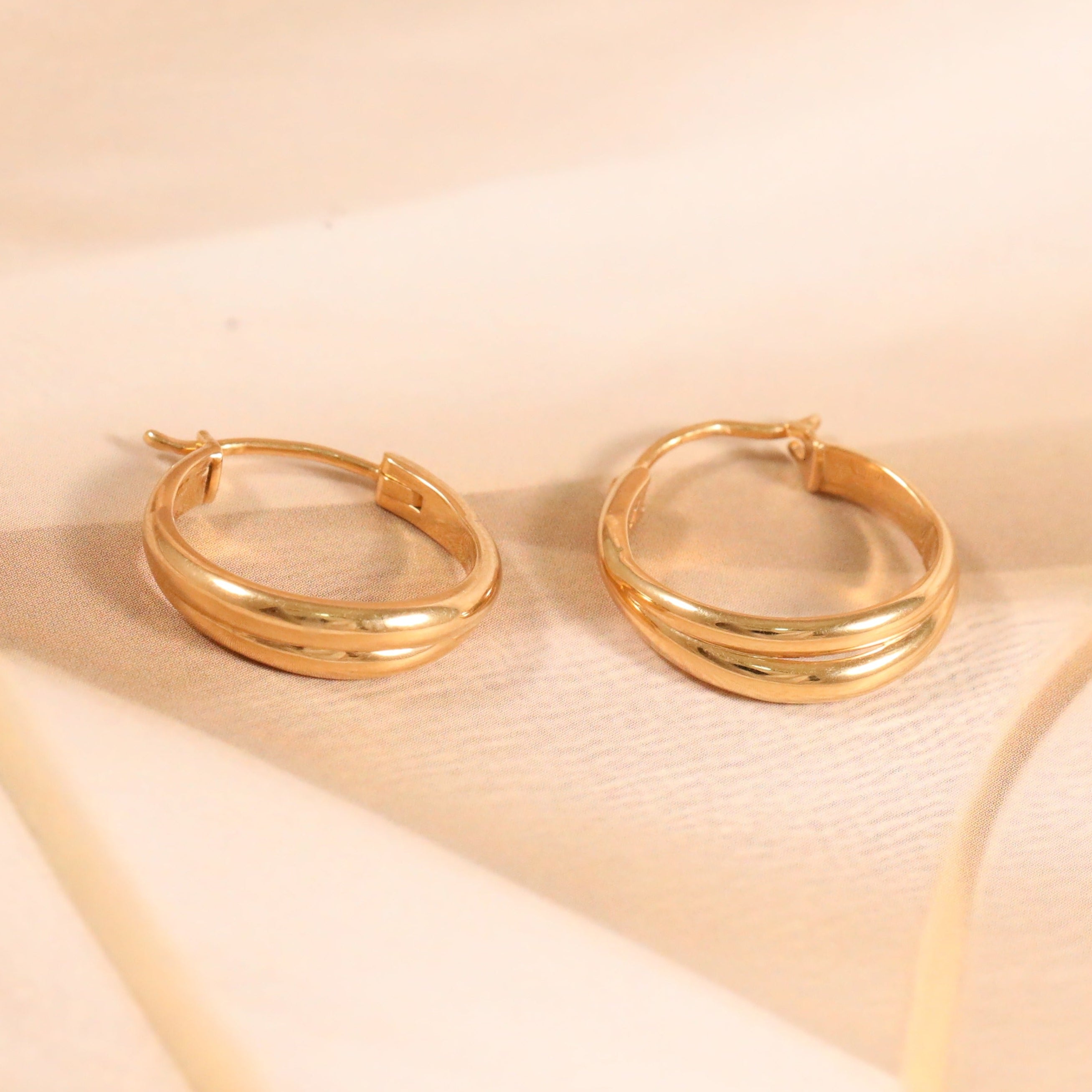 Crossover Gold Hoop Earrings