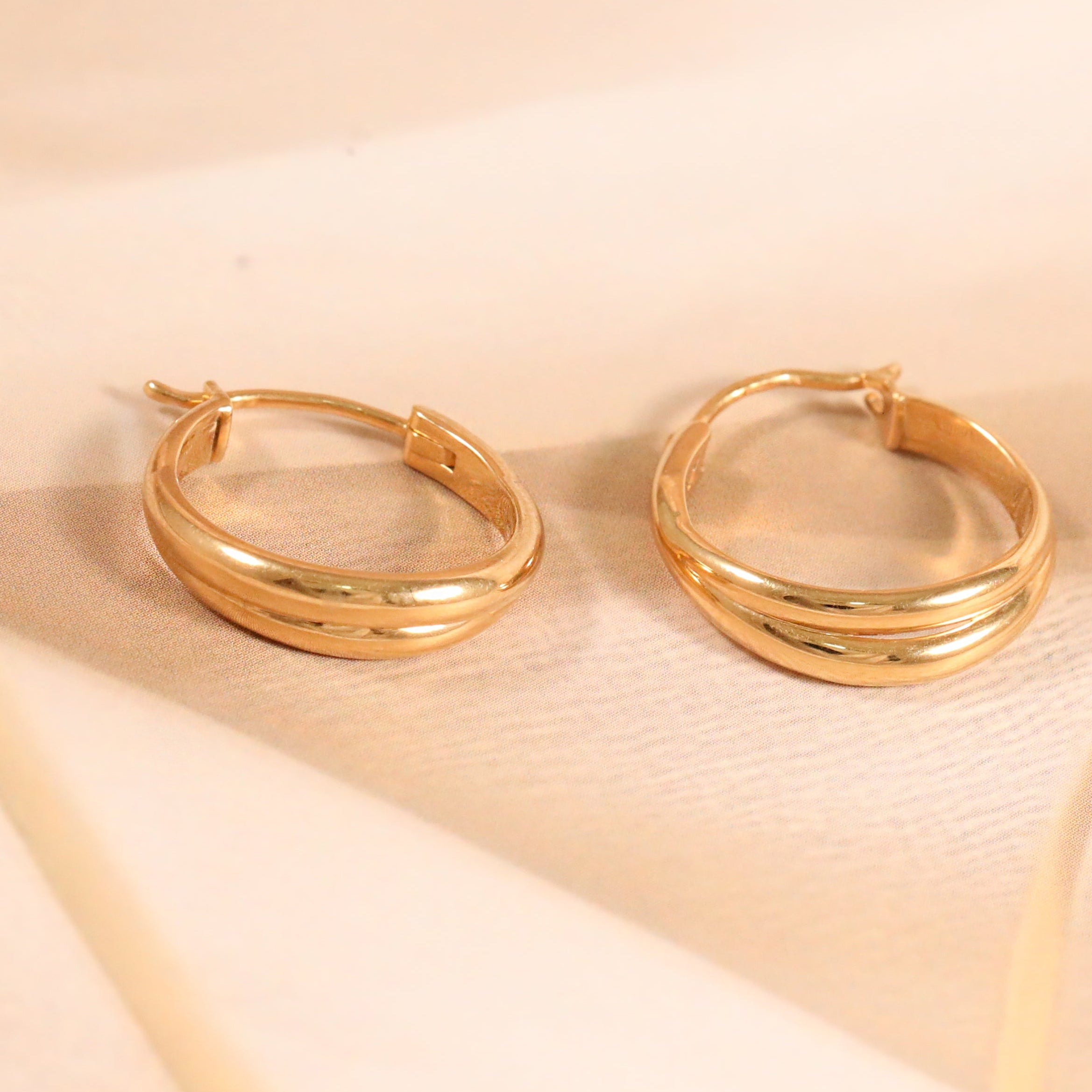 Crossover Gold Hoop Earrings