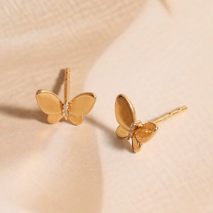 Butterfly Stud Earrings | Gold Plated