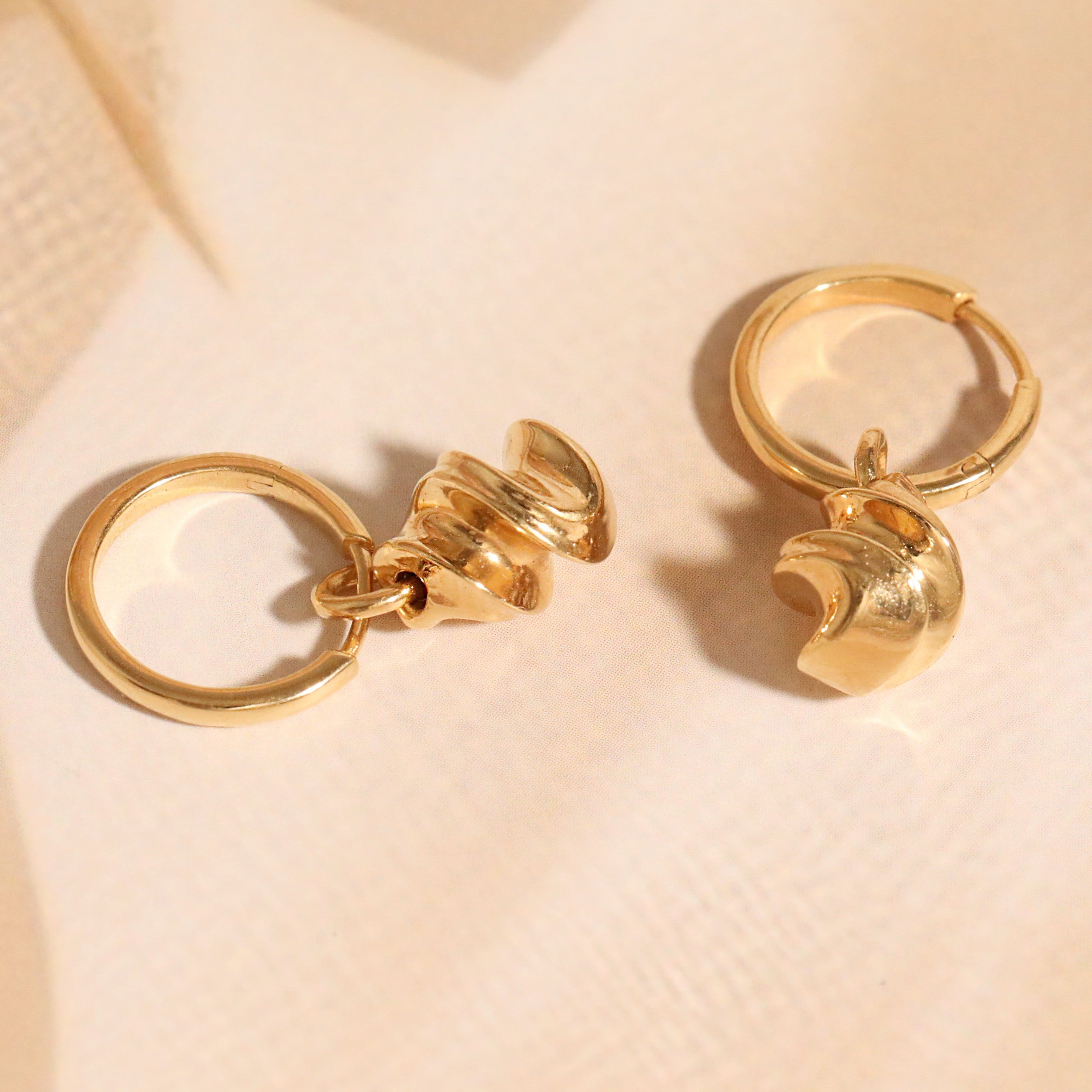 Spiral Drop Hoop Earrings | 18kt Gold Vermeil