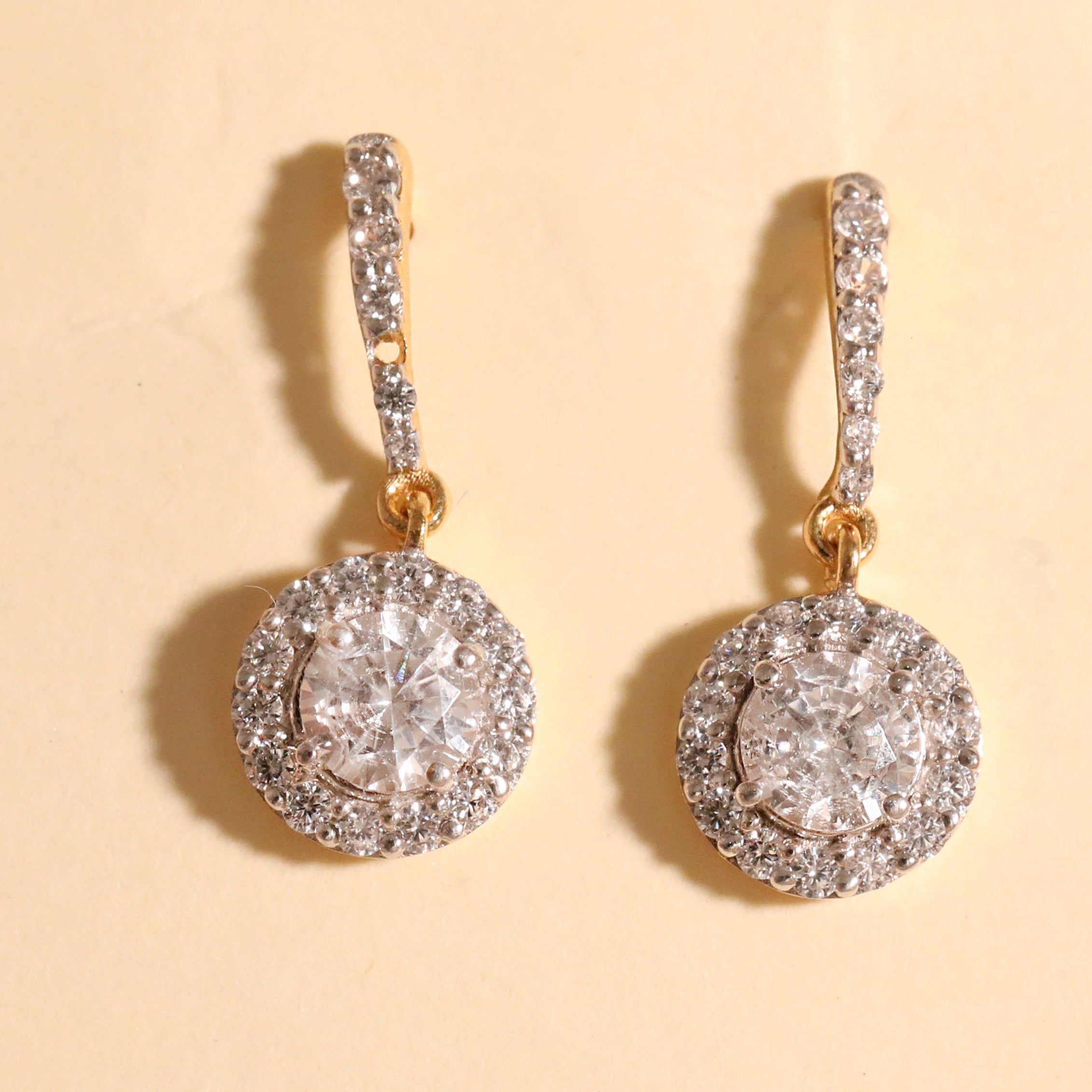 Elegant Halo Drop Earrings | Gold Plated