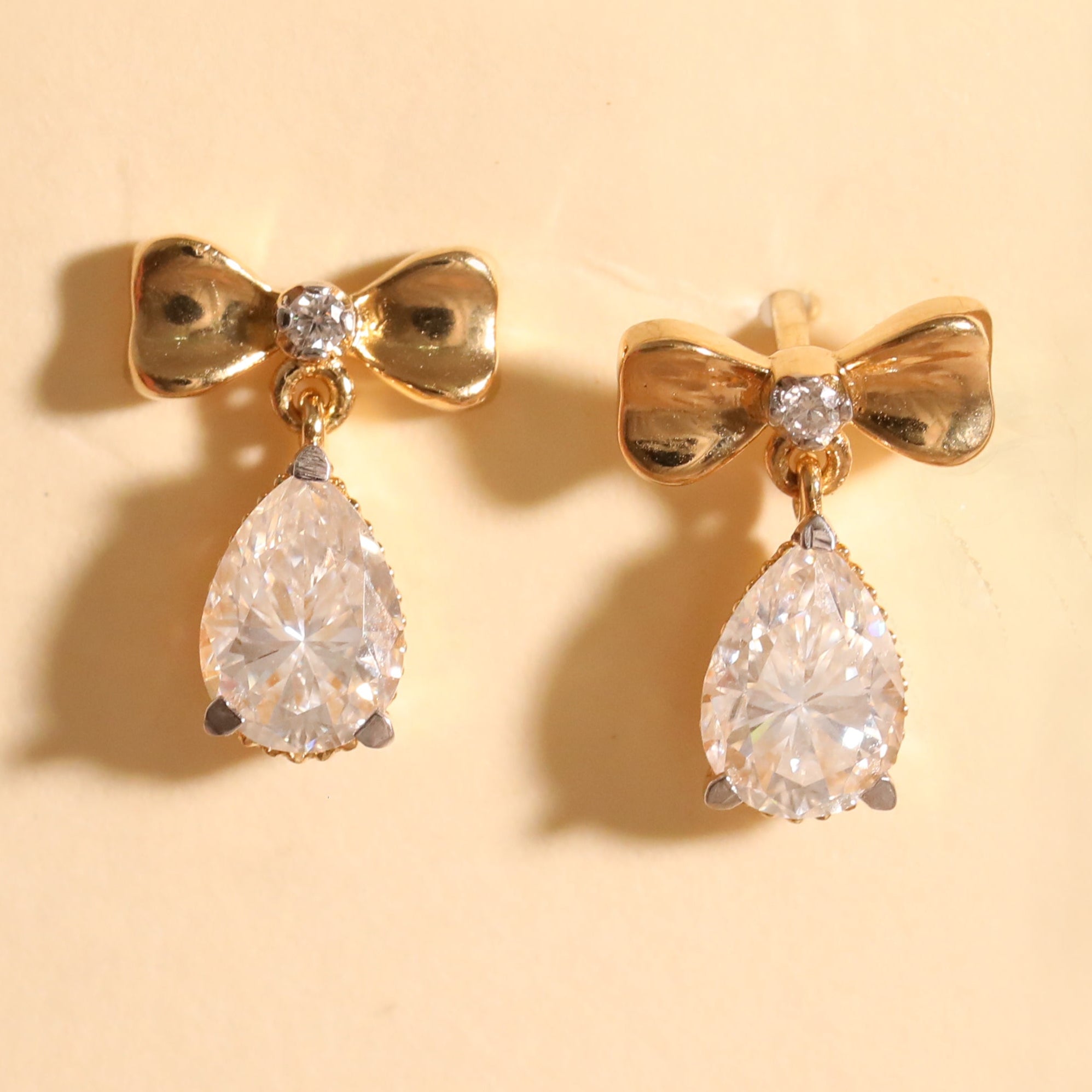 Bow Drop Earrings | Gold Plated