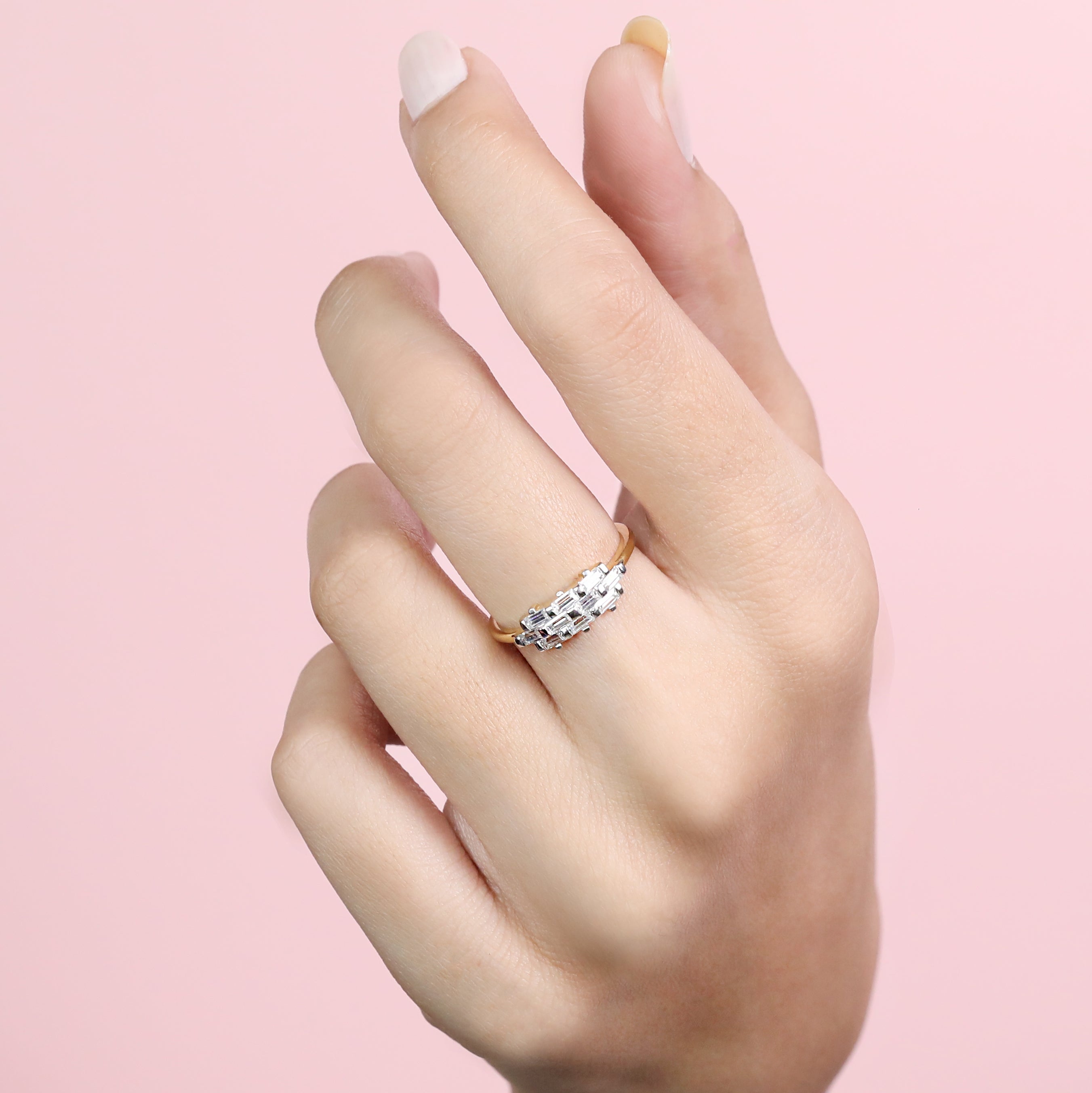 Gold Plated Baguette Diamond Ring