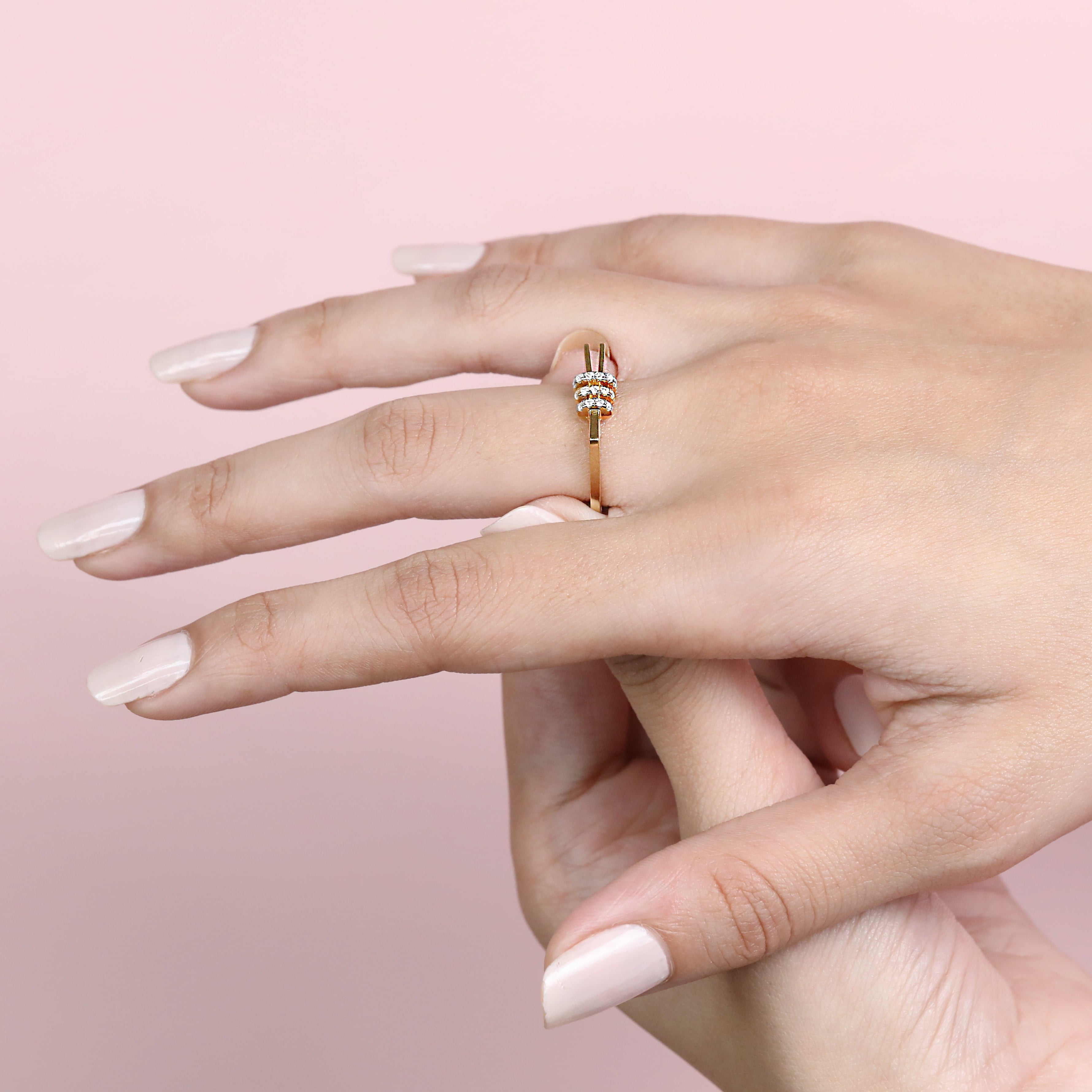 Triple Bar Monzonite Diamond Ring