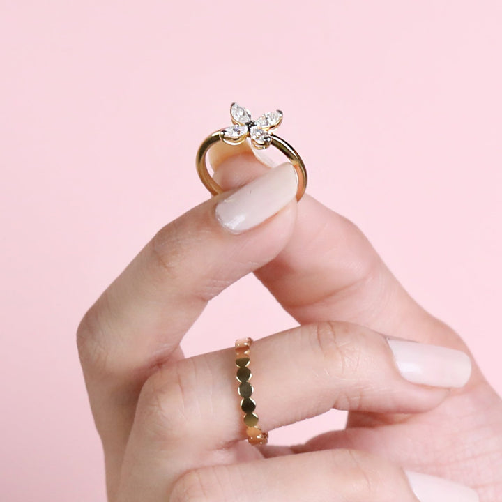 Floral Ring with Monzonite Diamond