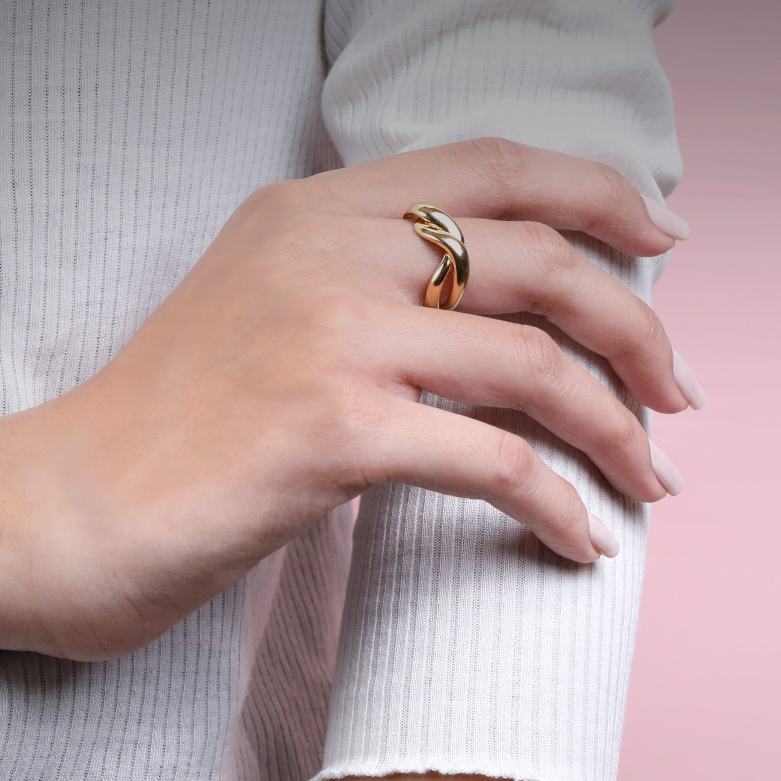 Gold Plated Twisted Adjustable Ring