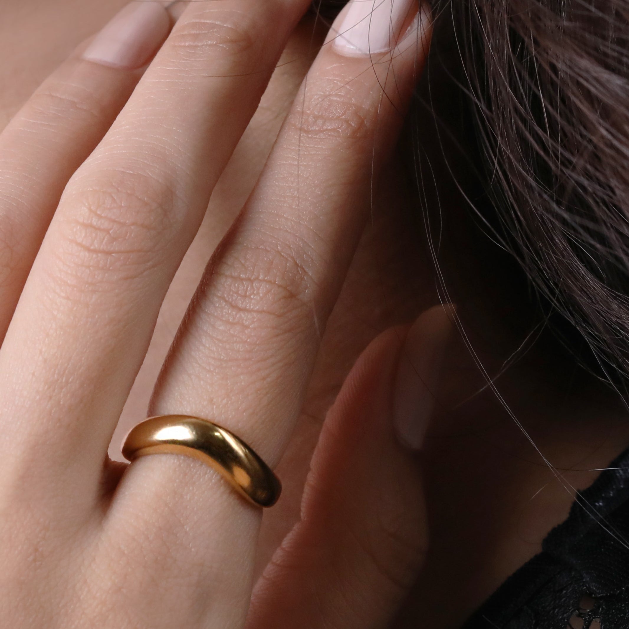 V-Shape Statement Gold Plated Ring