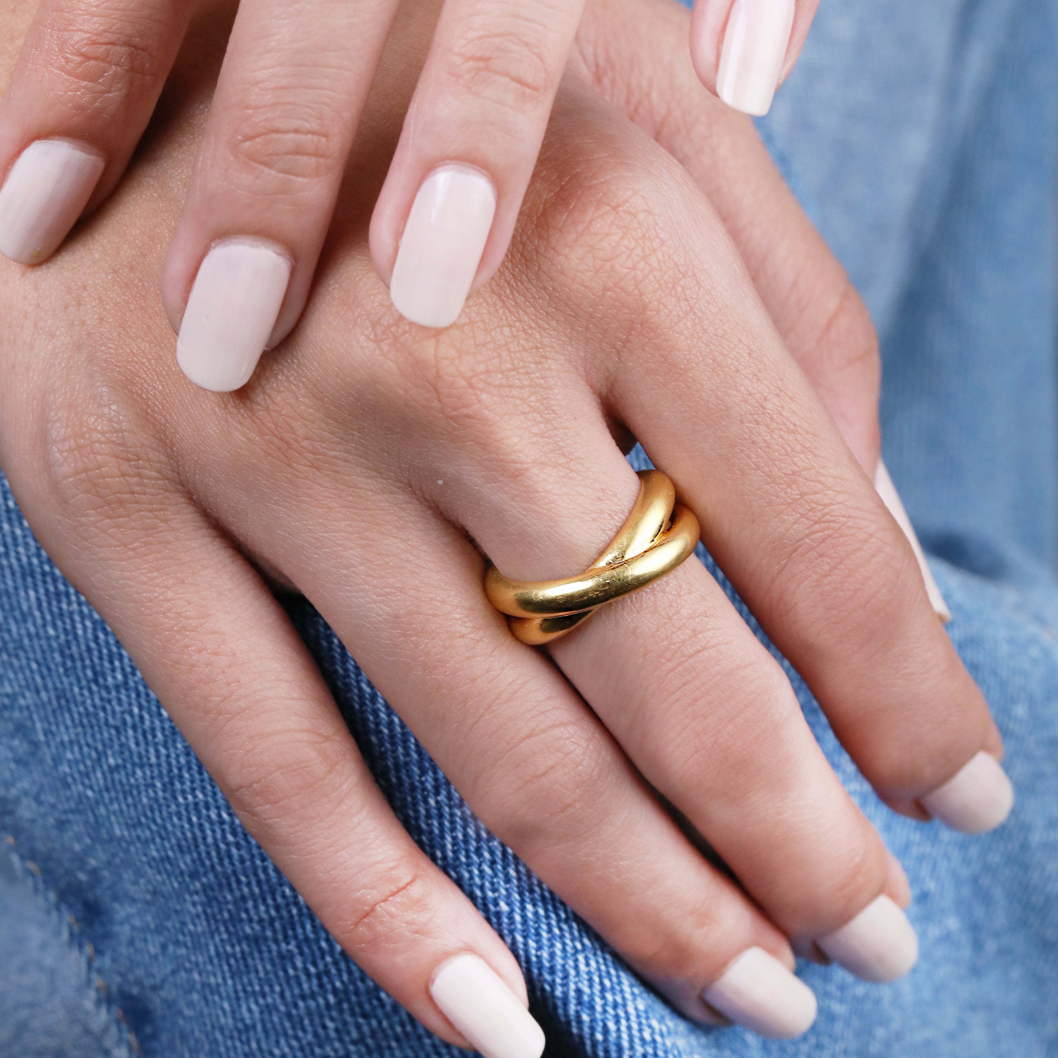 Gold-Plated Adjustable Crossover Ring