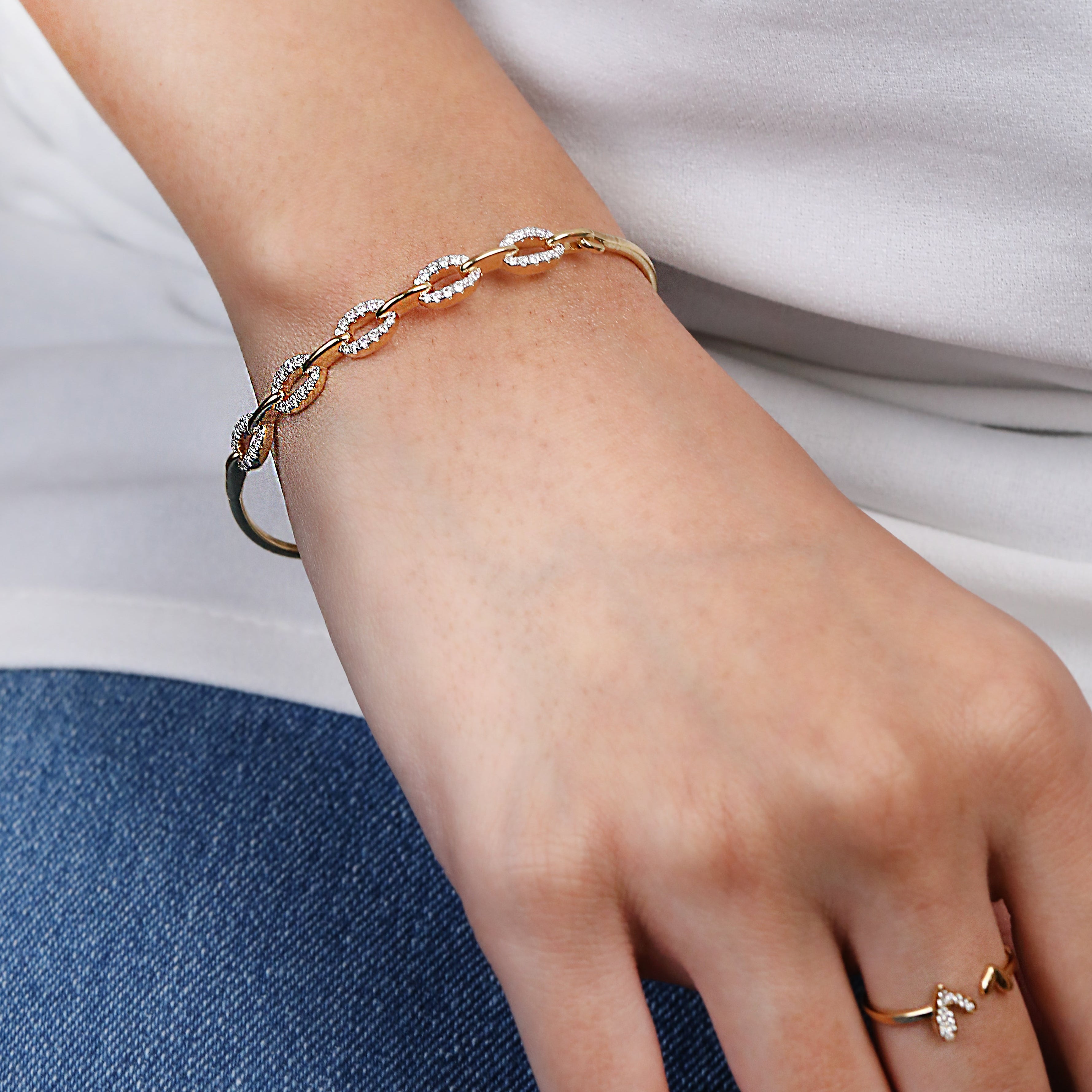 Link Bangle Bracelet | Gold Plated