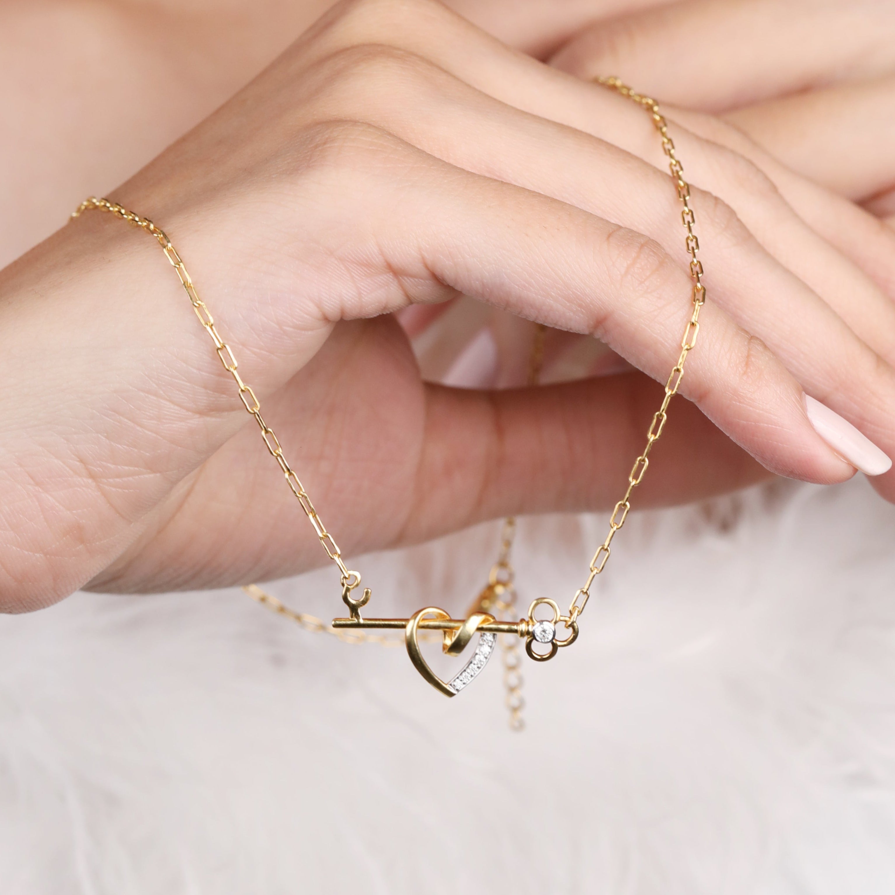 Heart & Key Pendant | Gold Plated