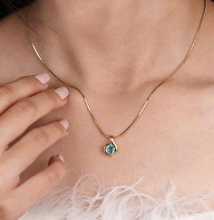 Aquamarine Solitaire Pendant