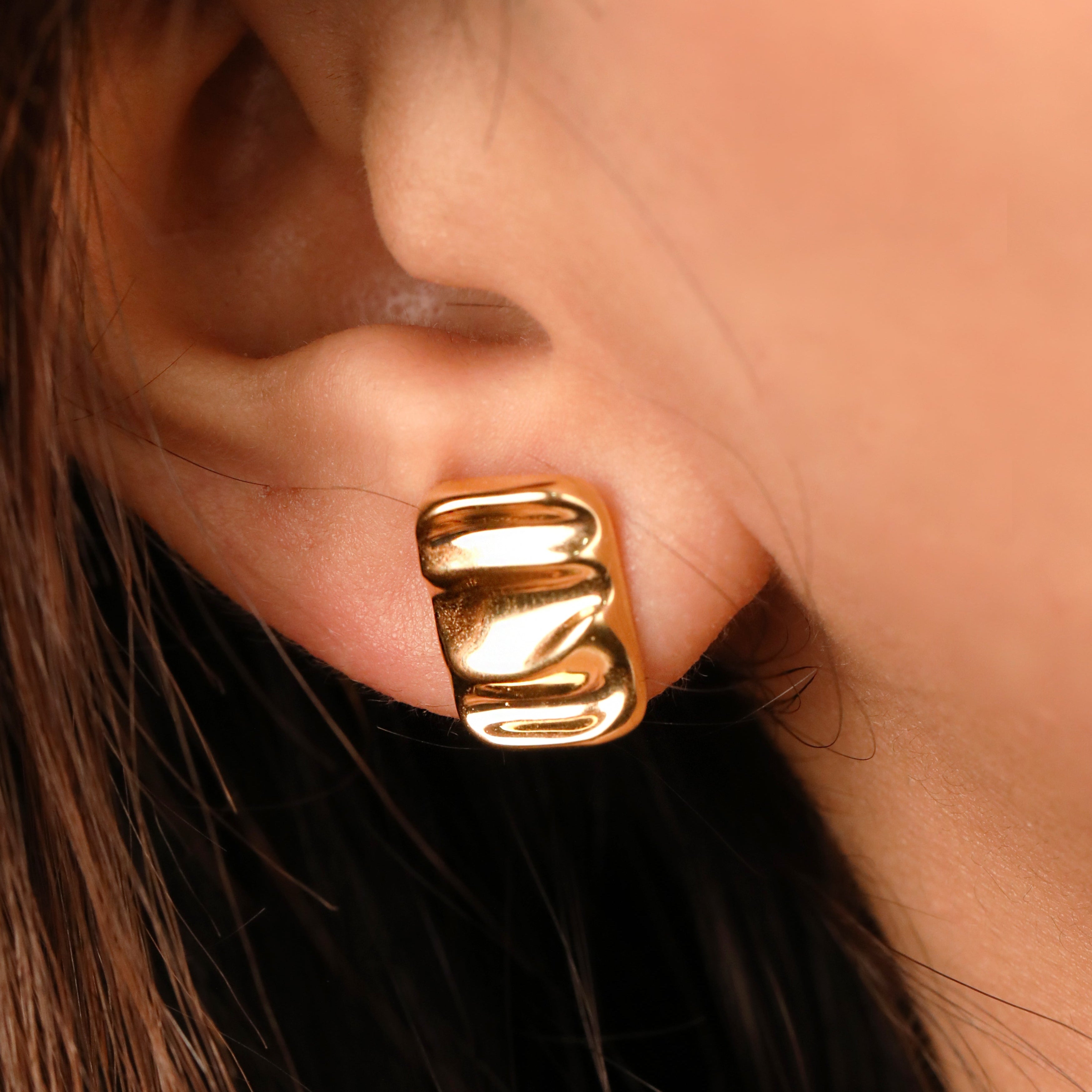 Bold Rectangle Textured Stud Earrings