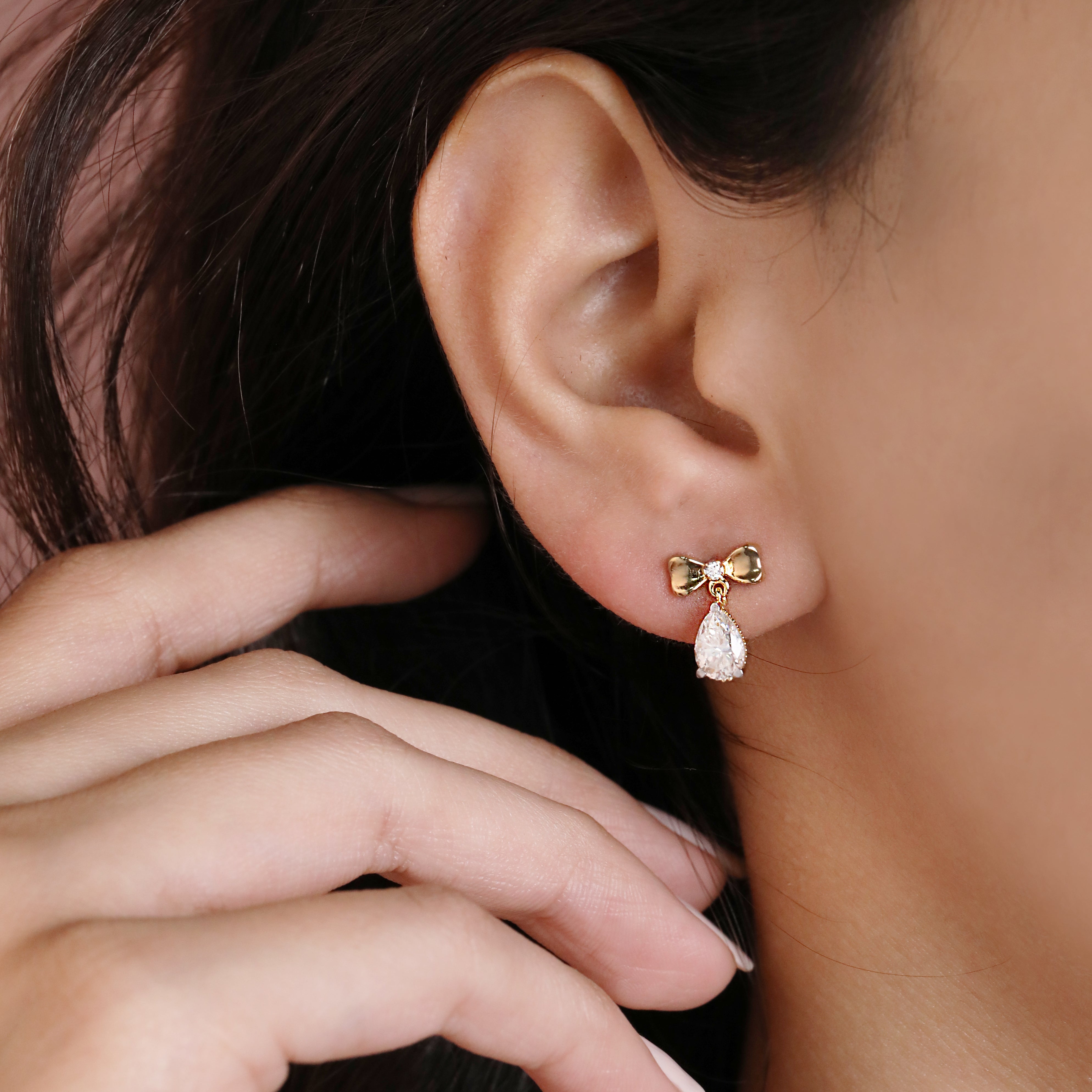 Bow Drop Earrings | Gold Plated