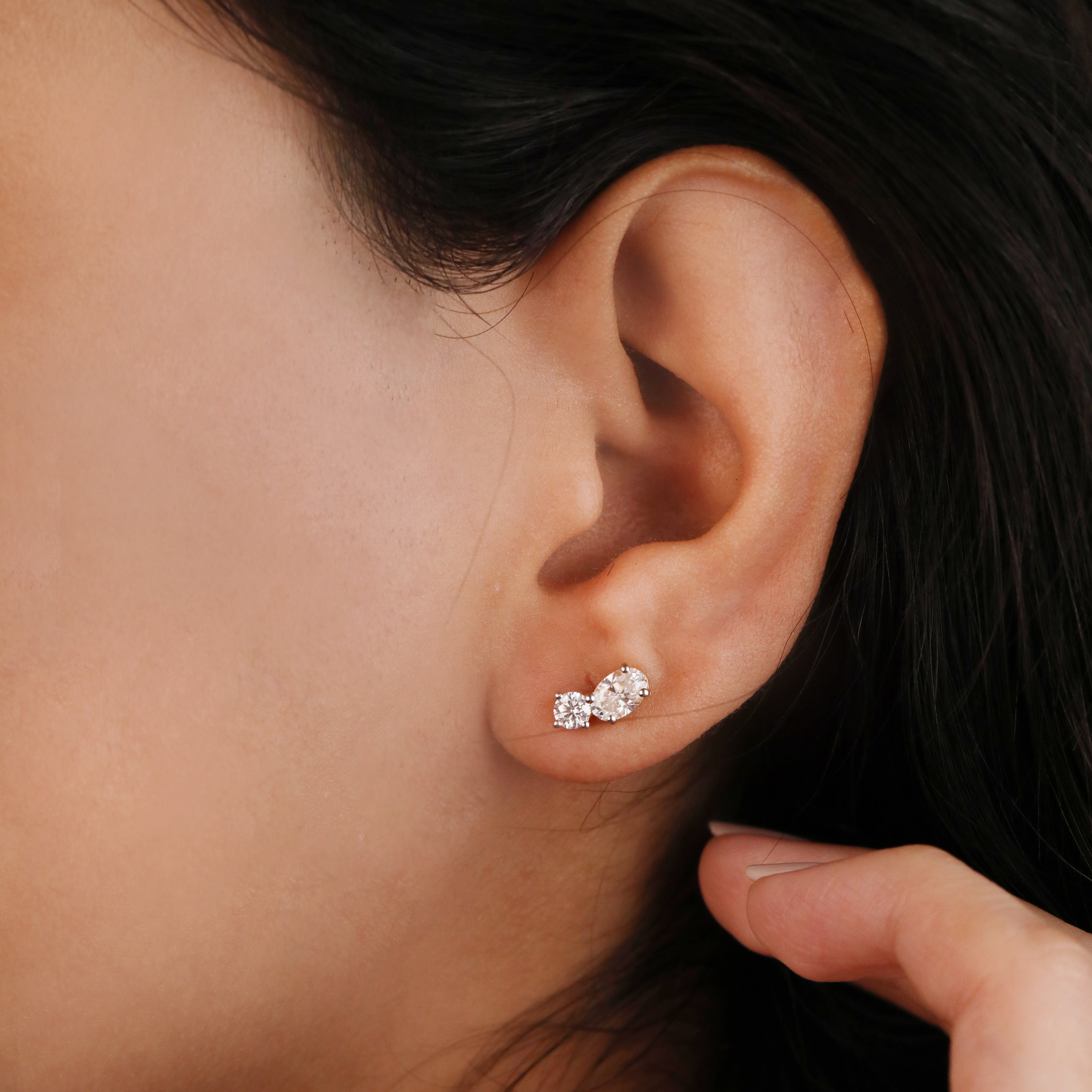 Dual Oval-Cut Stud Earrings | Gold Plated