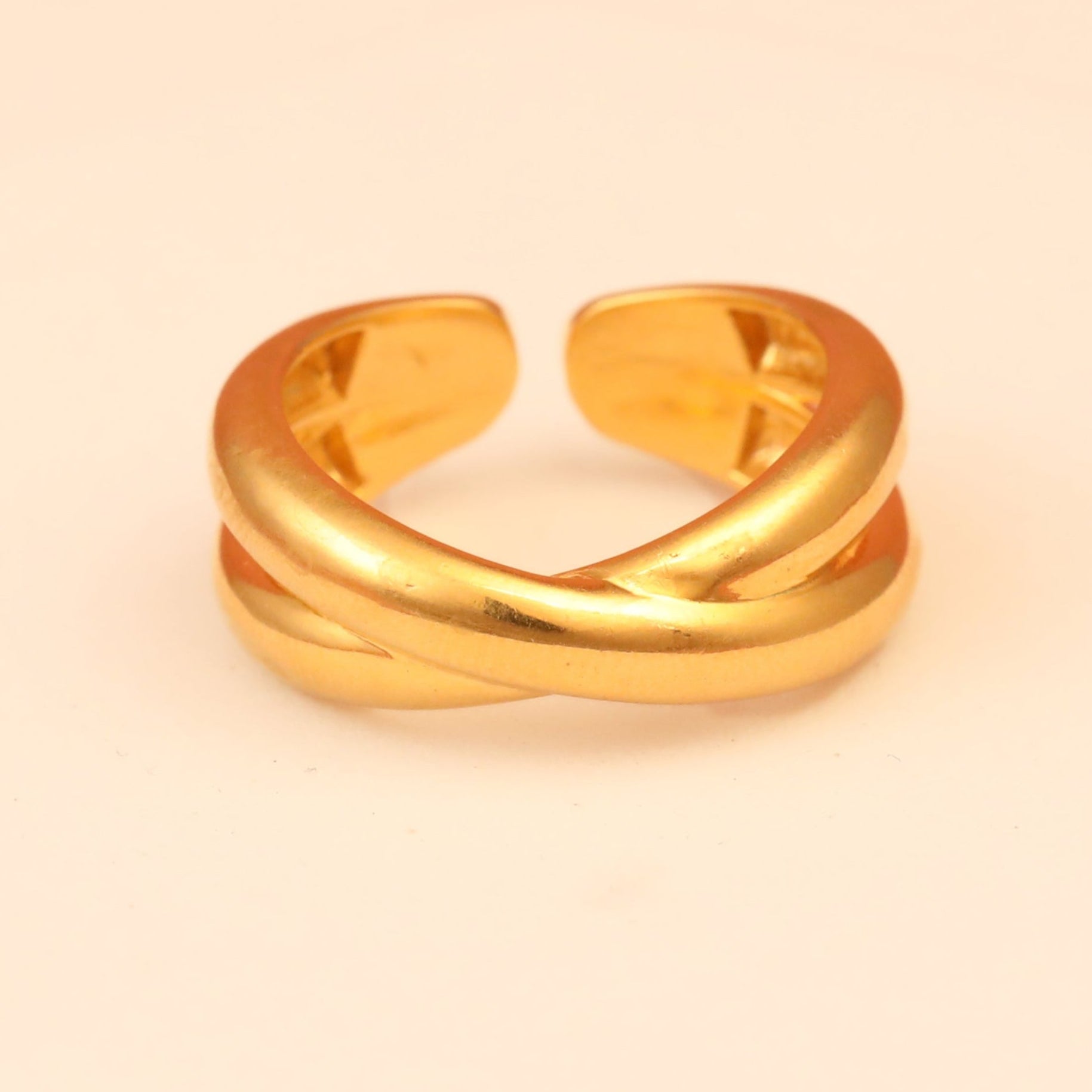 Gold-Plated Adjustable Crossover Ring