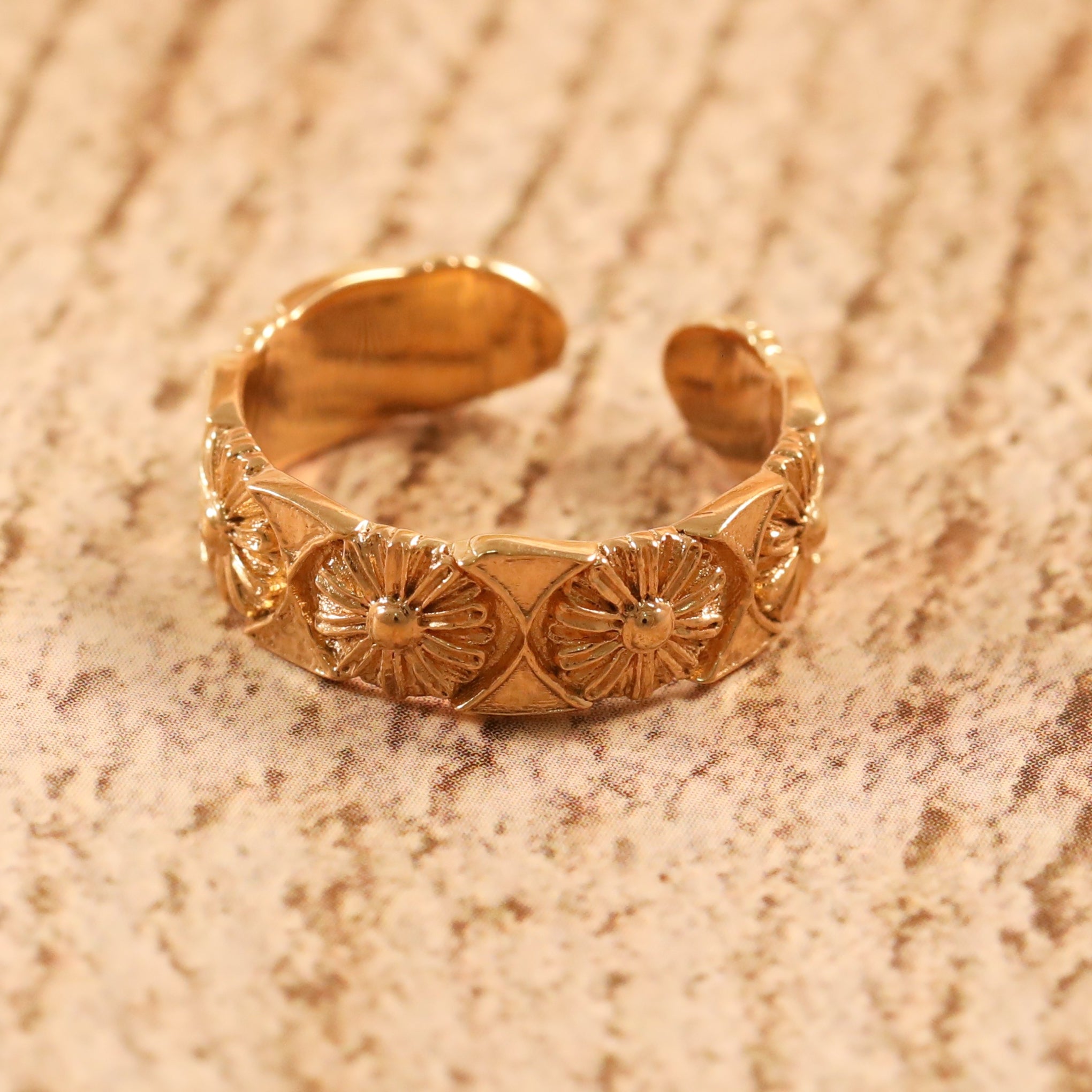 Gold Plated Floral Band Ring
