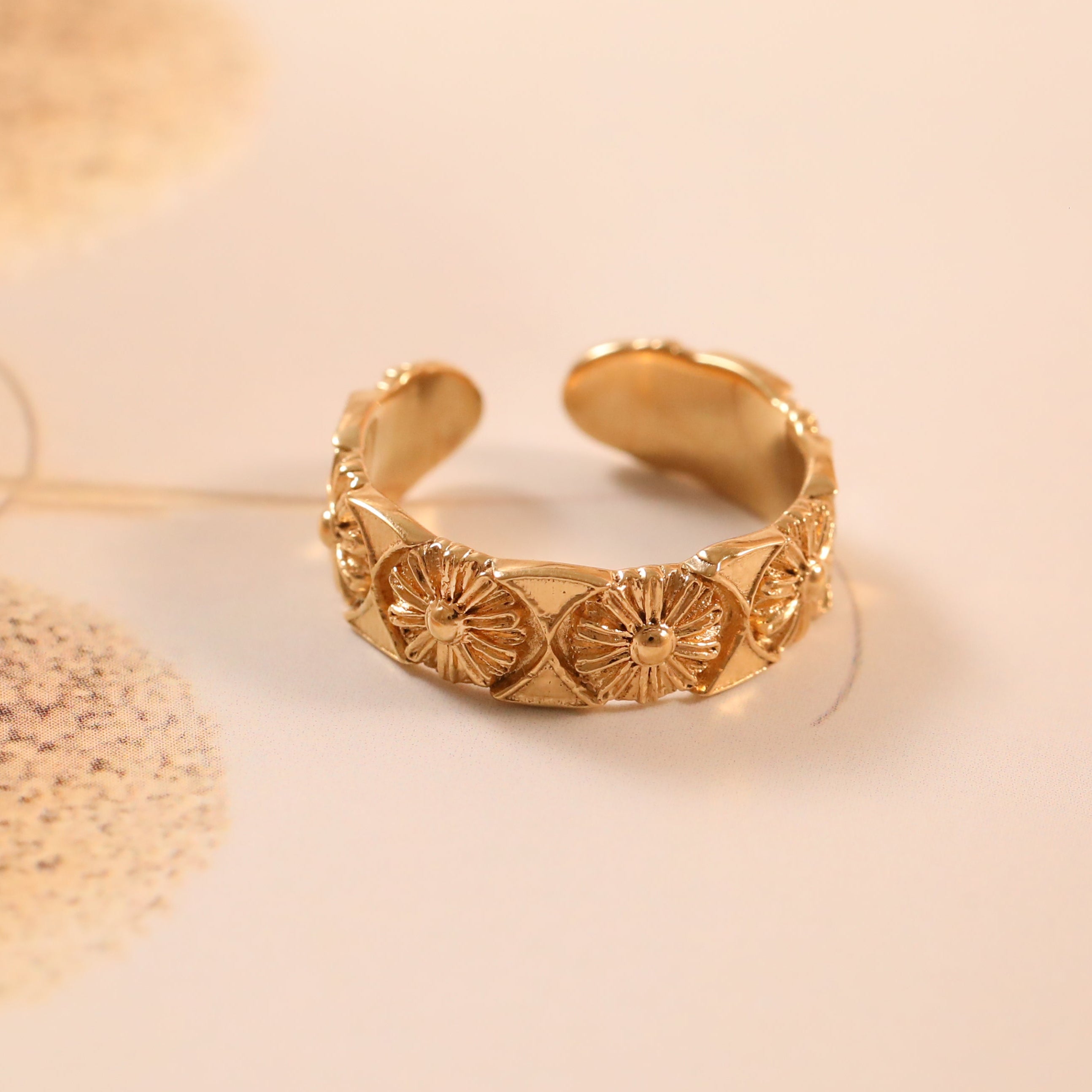 Gold Plated Floral Band Ring