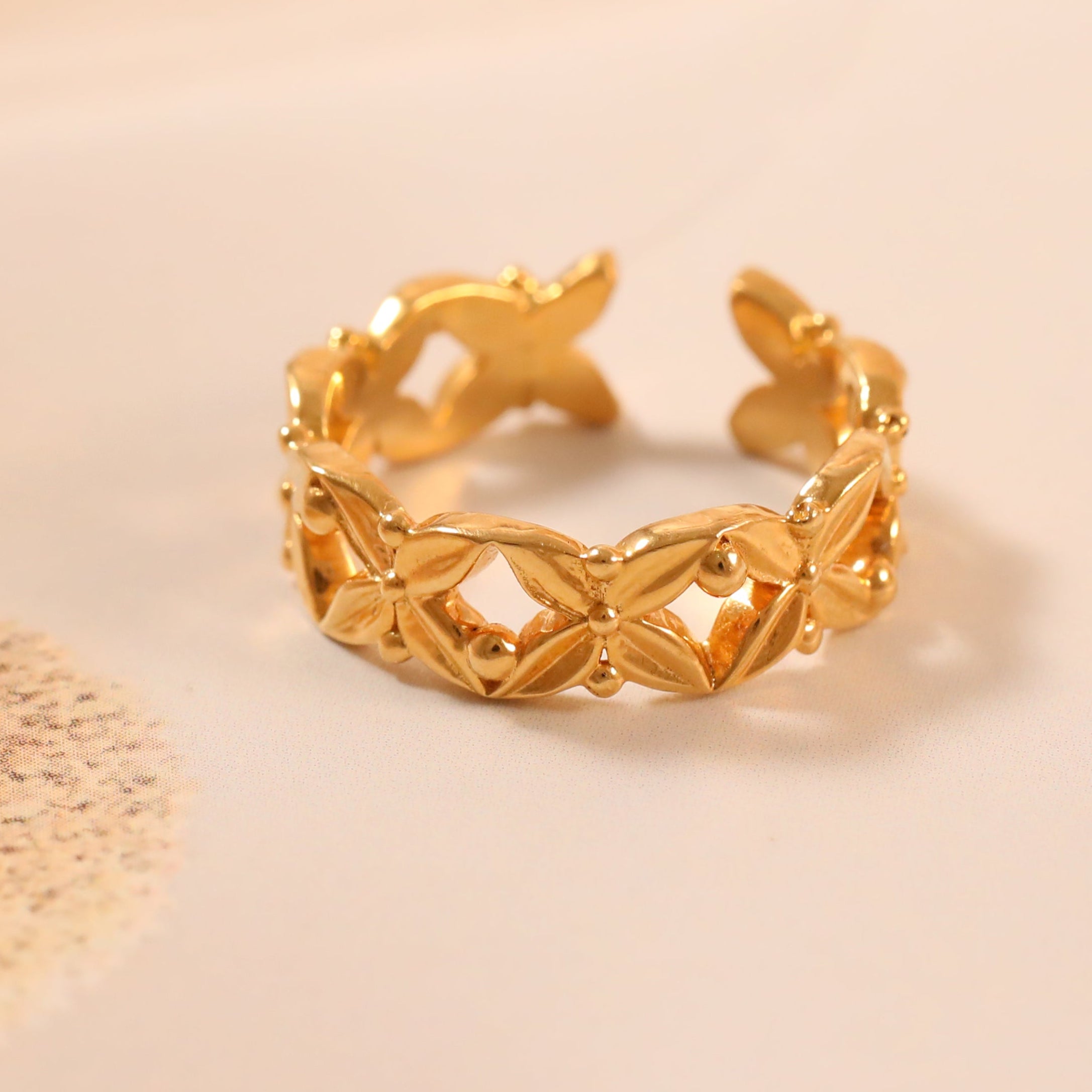 Gold-Plated Floral Eternity Band