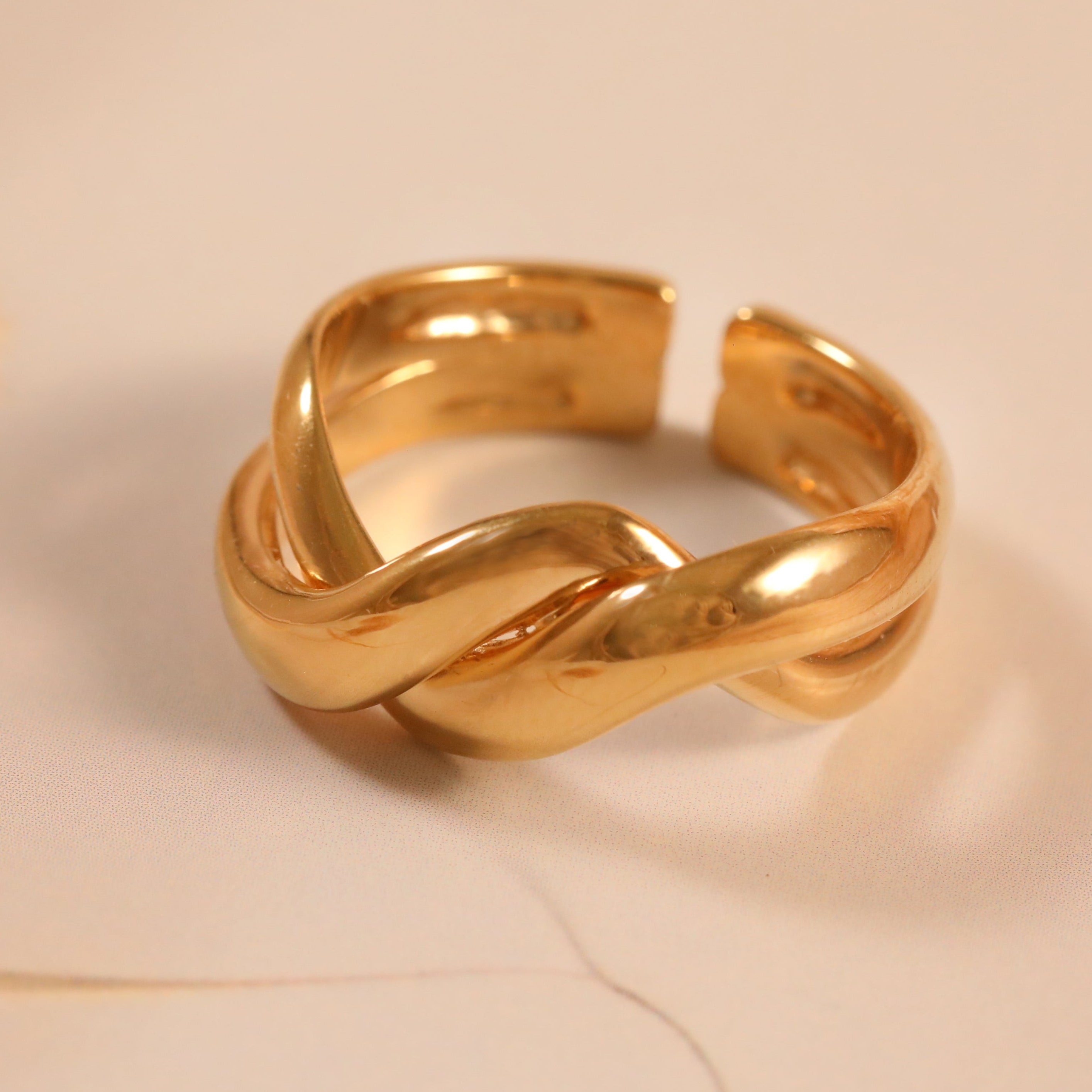 Gold Plated Twisted Adjustable Ring