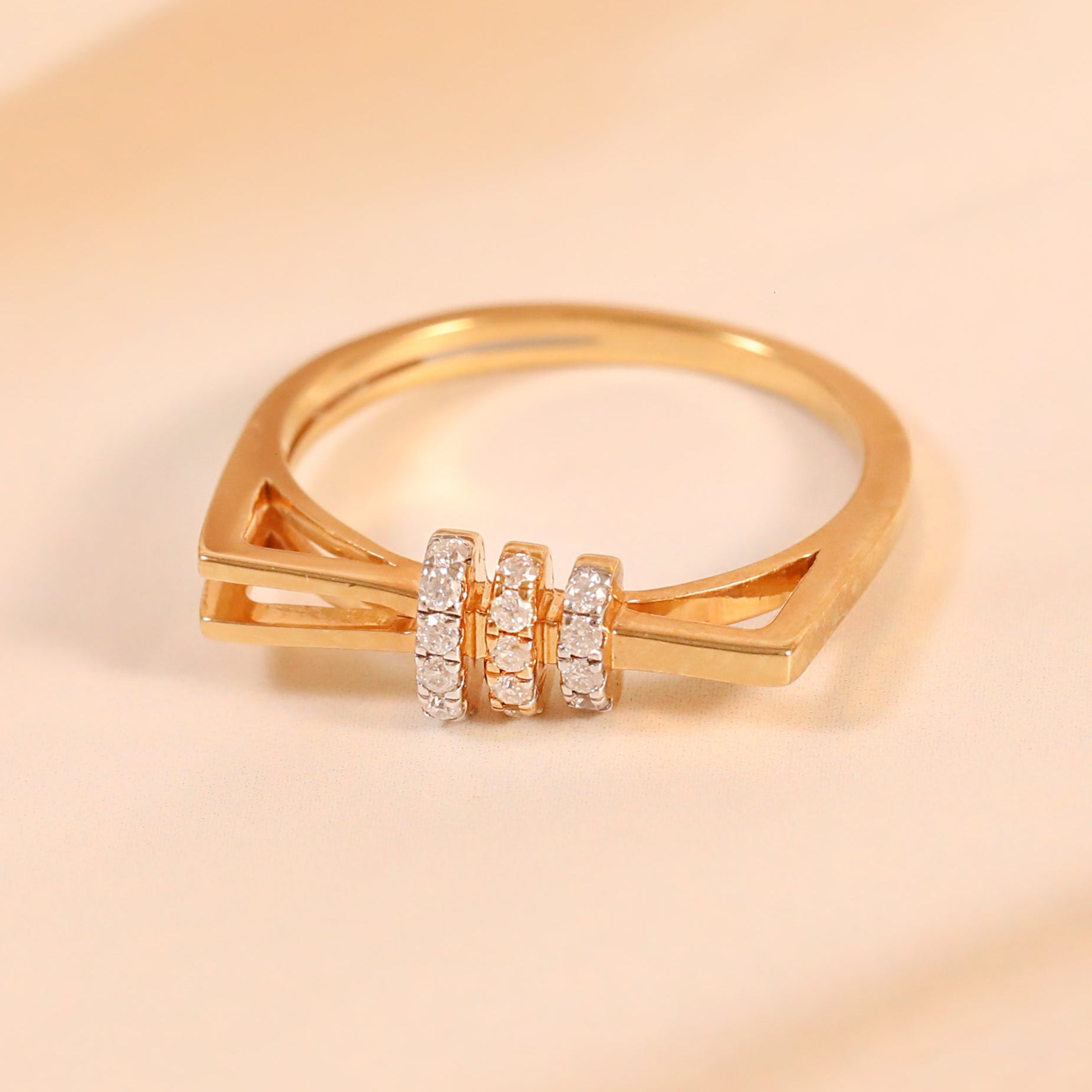 Triple Bar Monzonite Diamond Ring