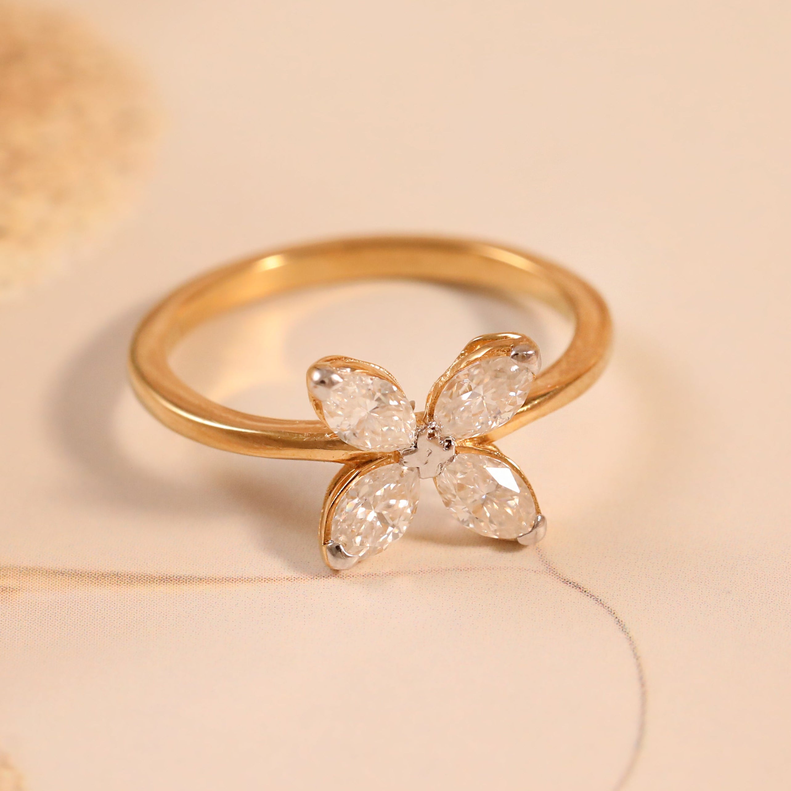 Floral Ring with Monzonite Diamond