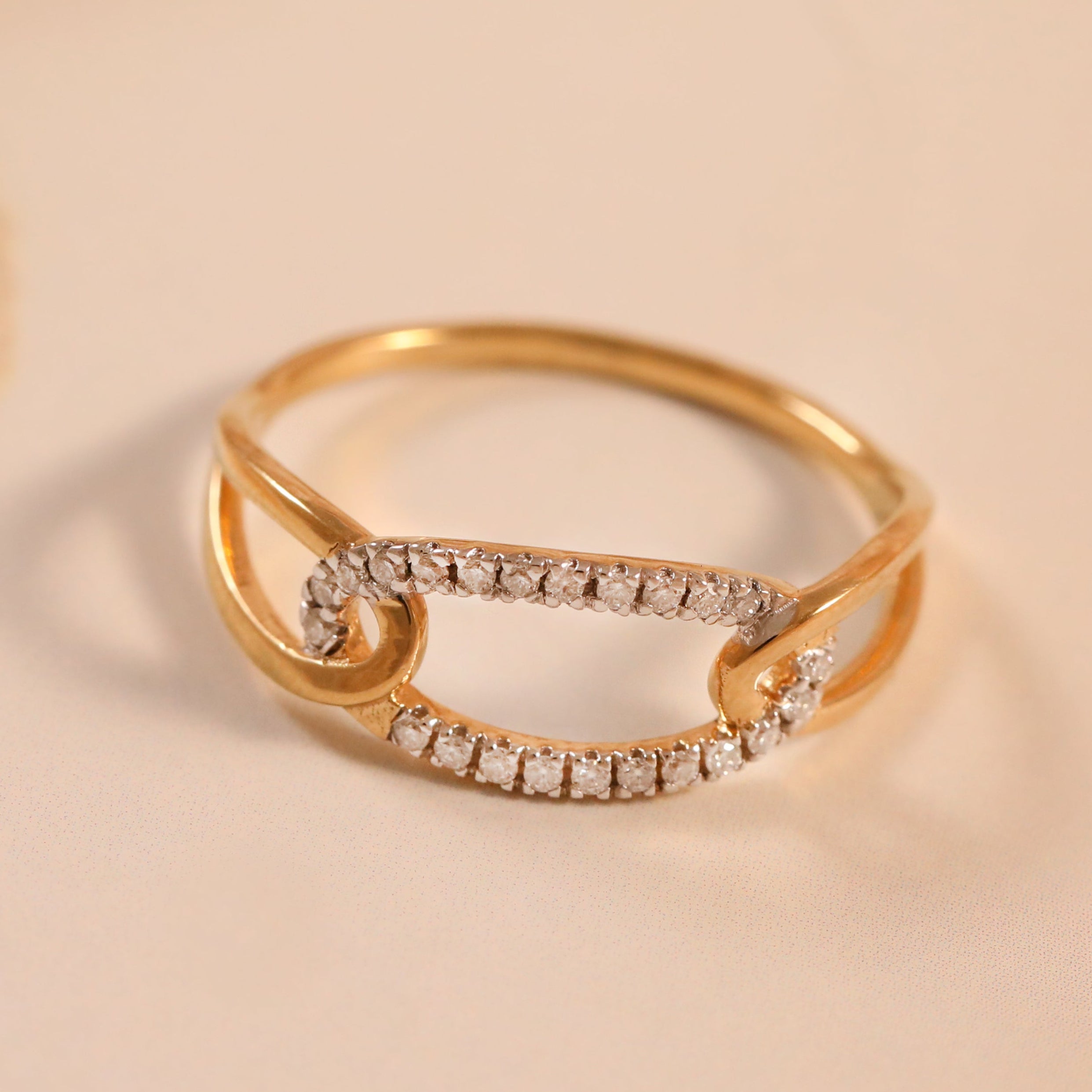 Interlinked Oval Monzonite Diamond Ring