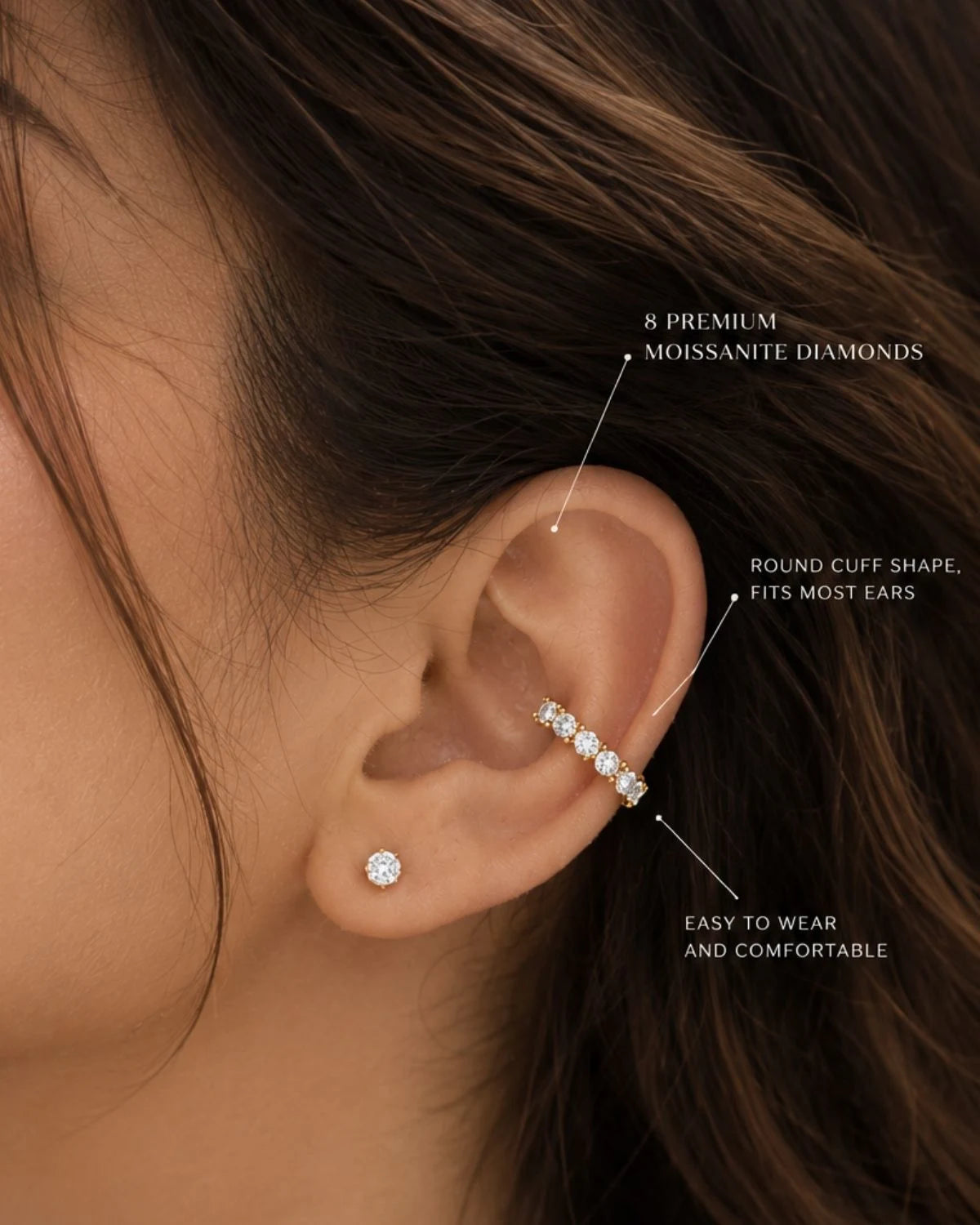 Ovia Moissanite Ear Cuff | Gold Vermeil