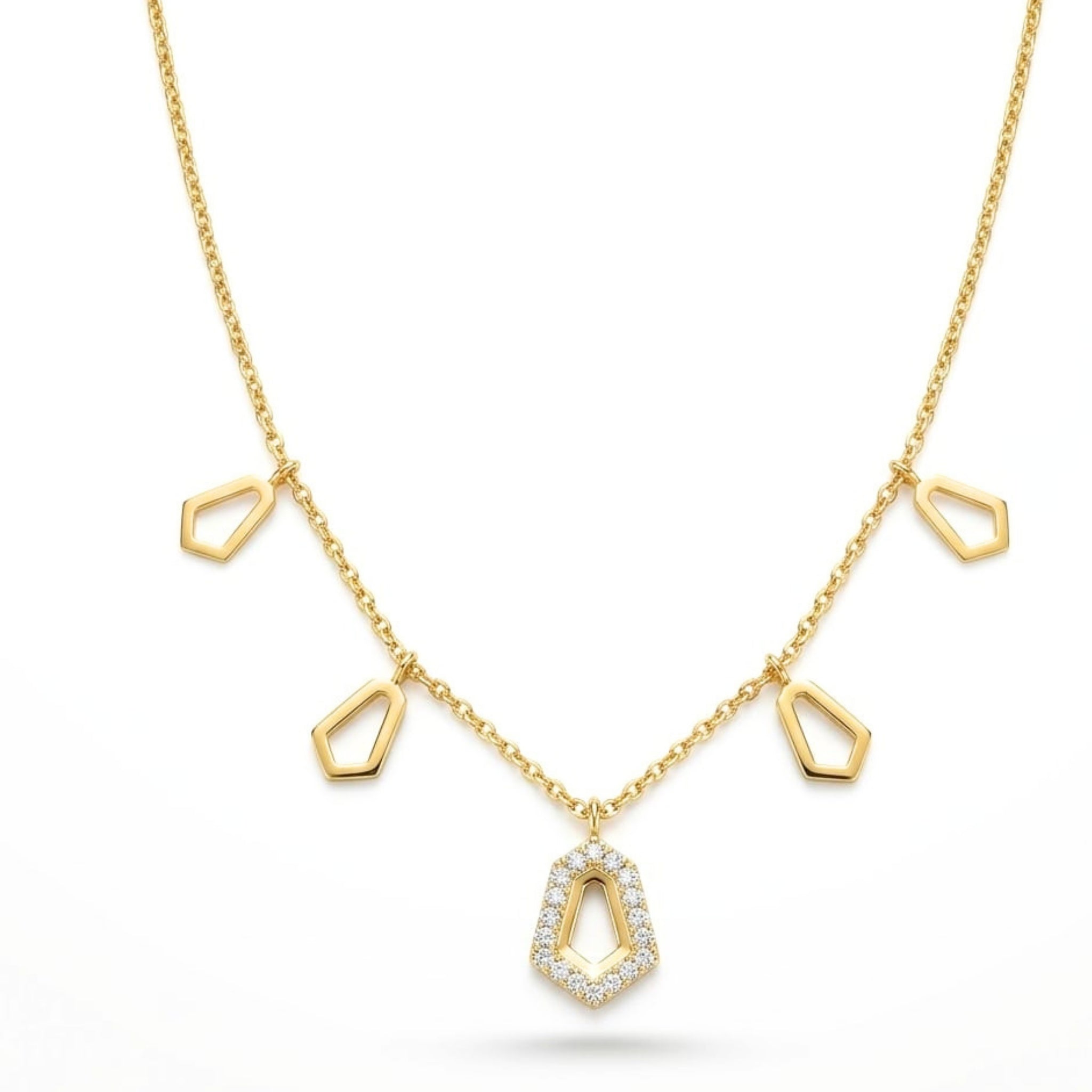 Geometric Diamond charm Necklace