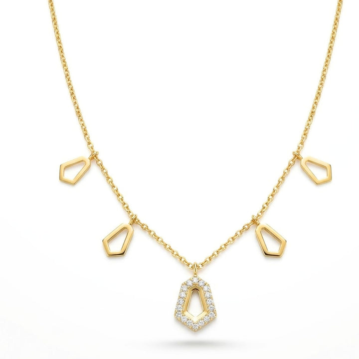 Geometric Diamond charm Necklace